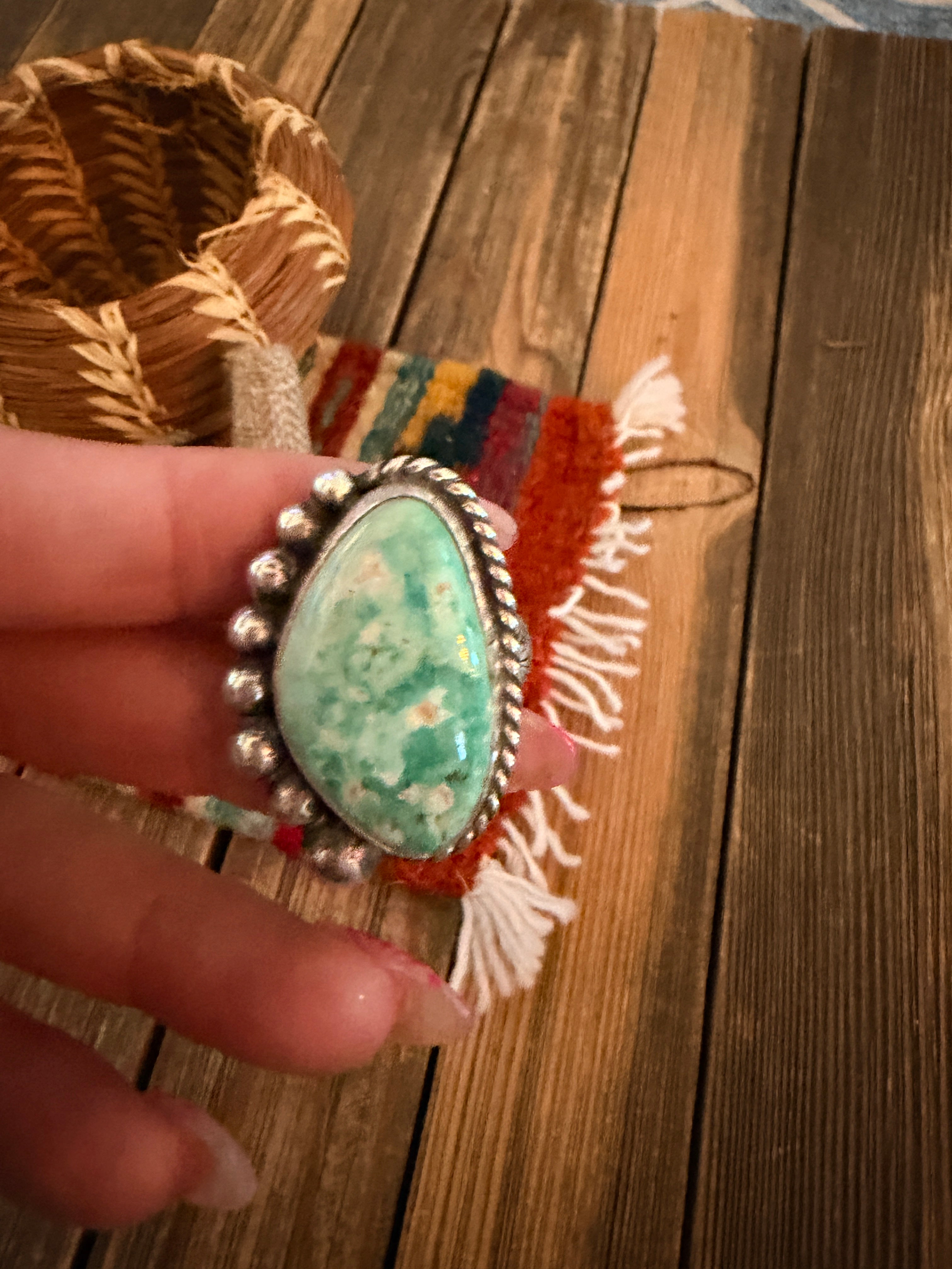 Handmade Sterling Silver and Turquoise Adjustable Ring