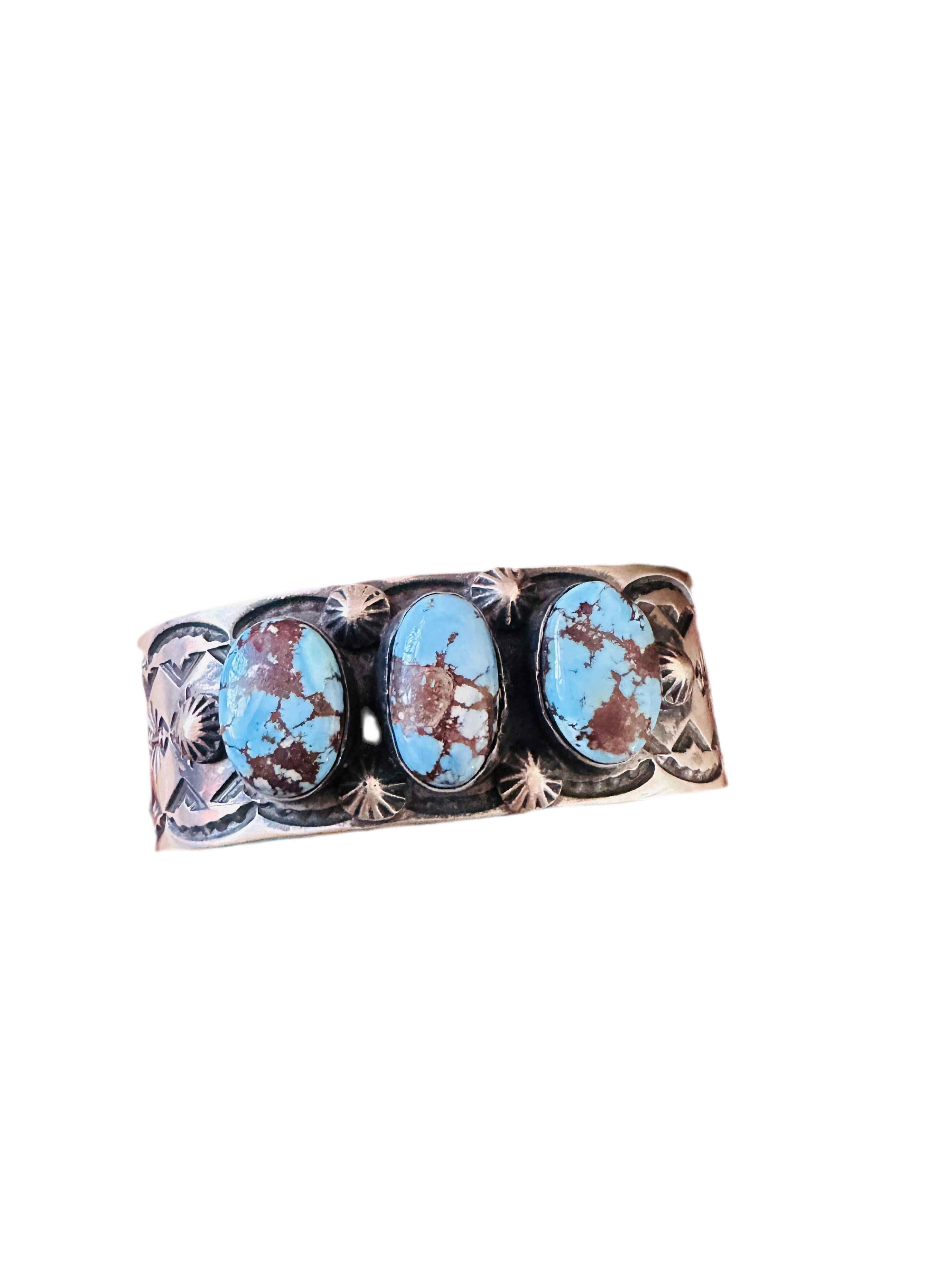 Handcrafted Sterling Silver & Golden Hills Turquoise Cuff Bracelet by Chimney Butte /