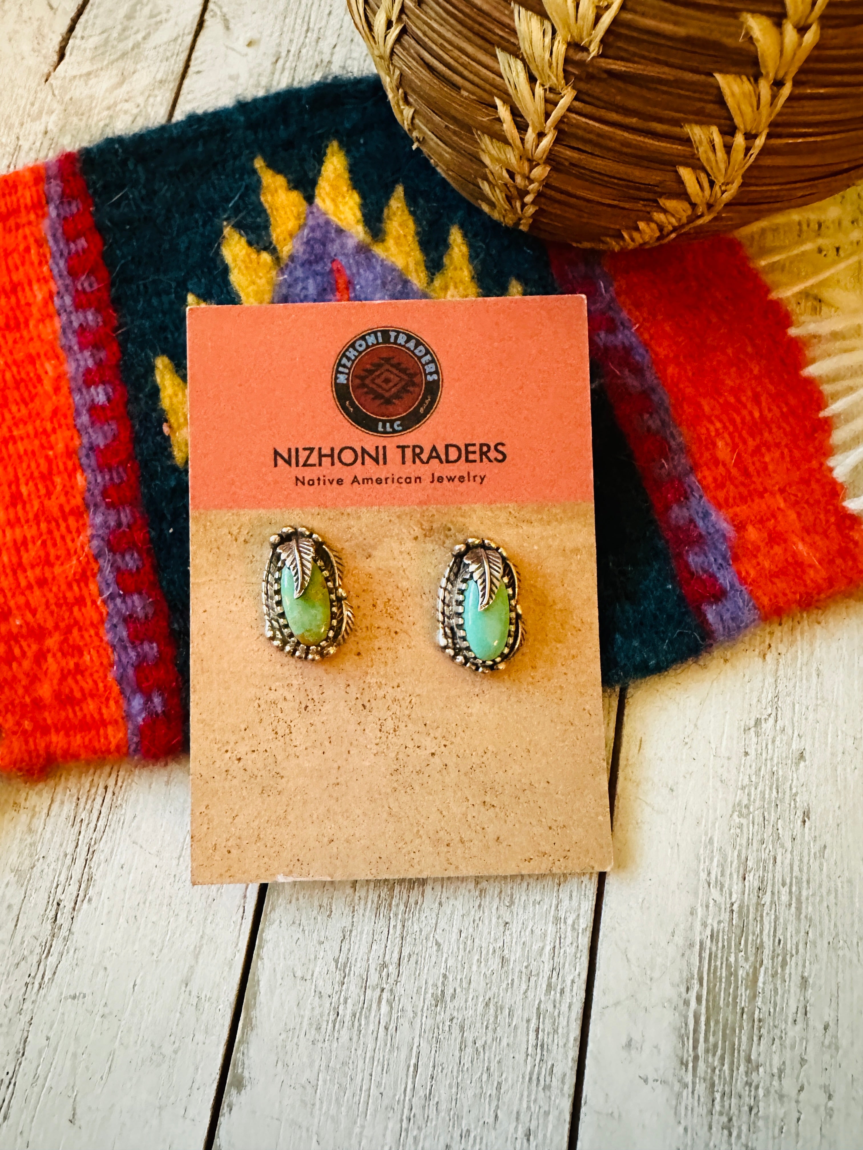 Navajo Turquoise and Sterling Silver Stud Earrings