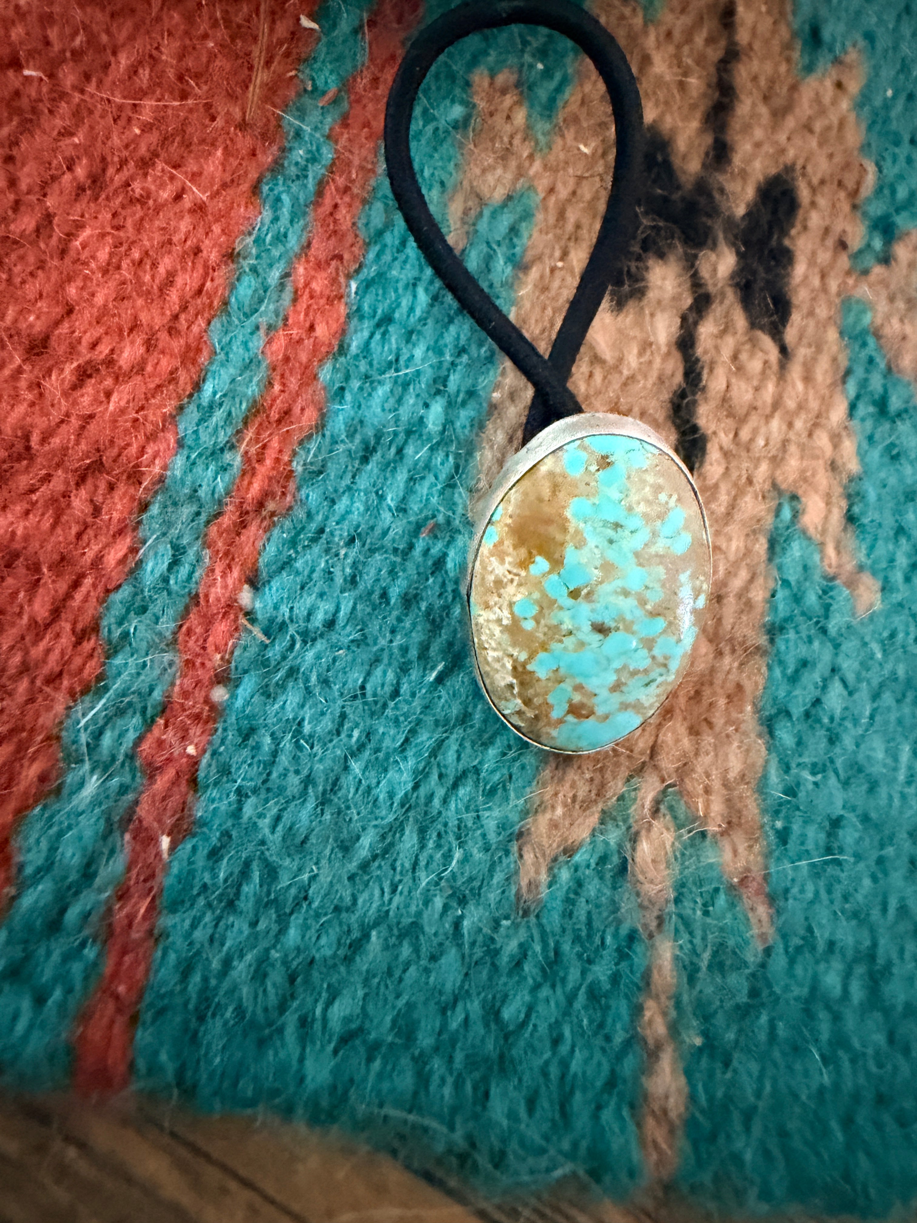 Handcrafted Turquoise & Sterling Silver Hair Tie Charm