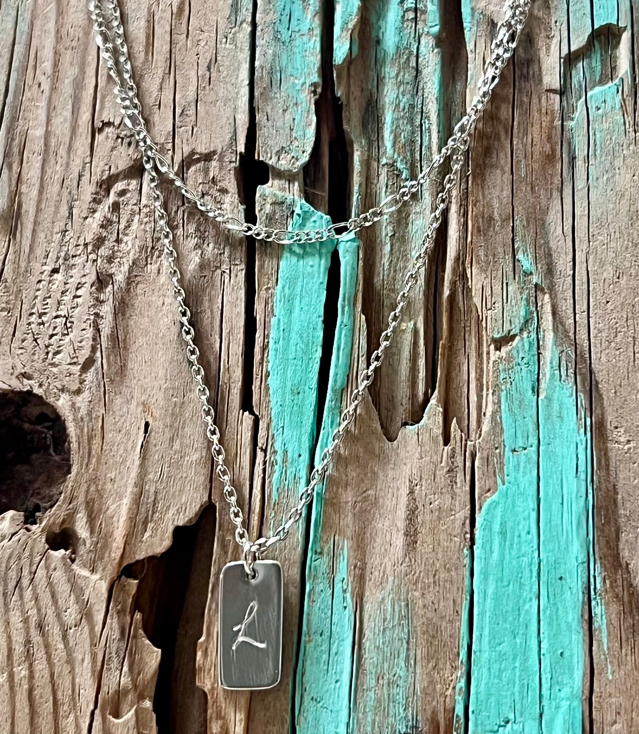 Initial Tag Layered Chain “L” Necklace