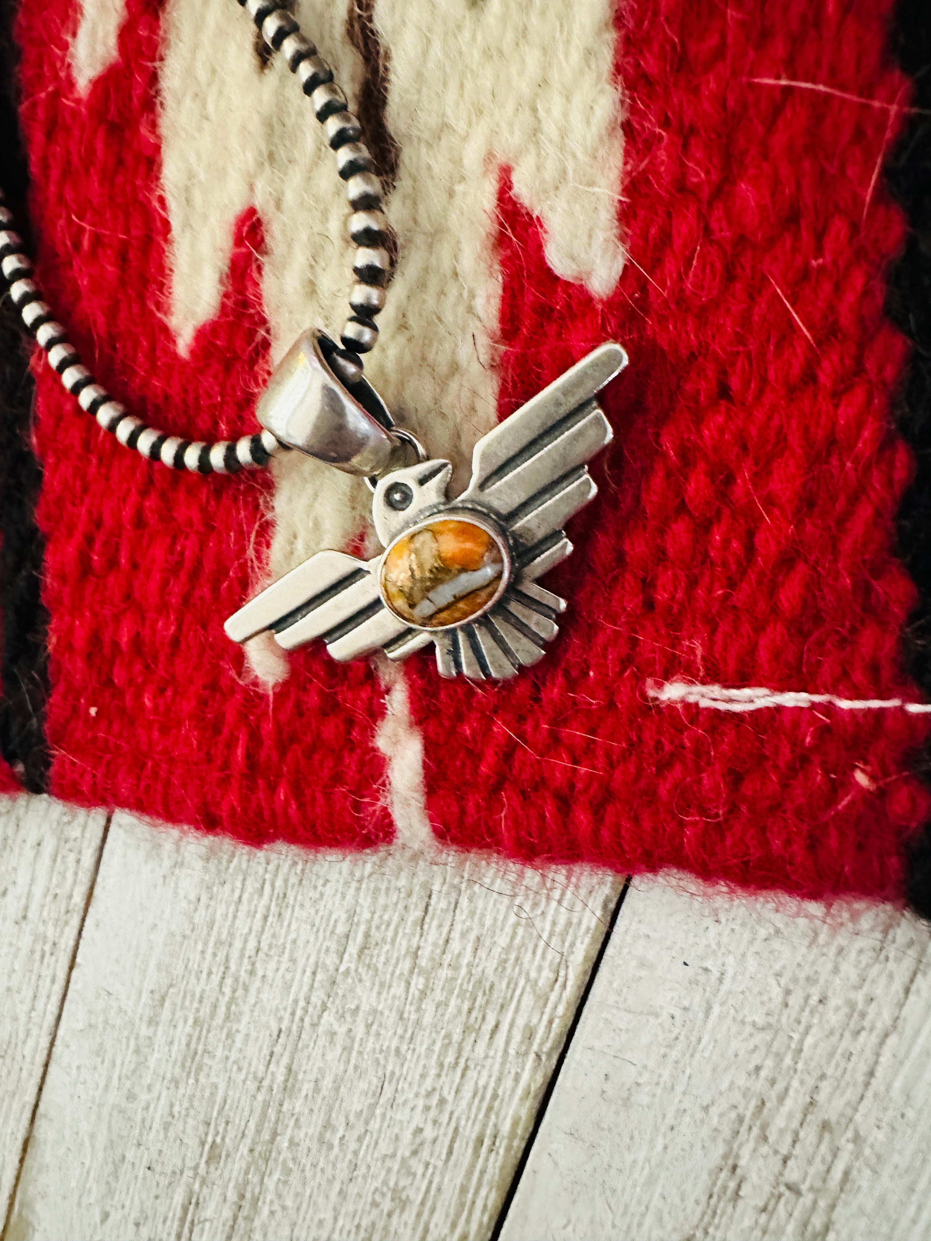 Navajo Spice & Sterling Silver Thunderbird Pendant