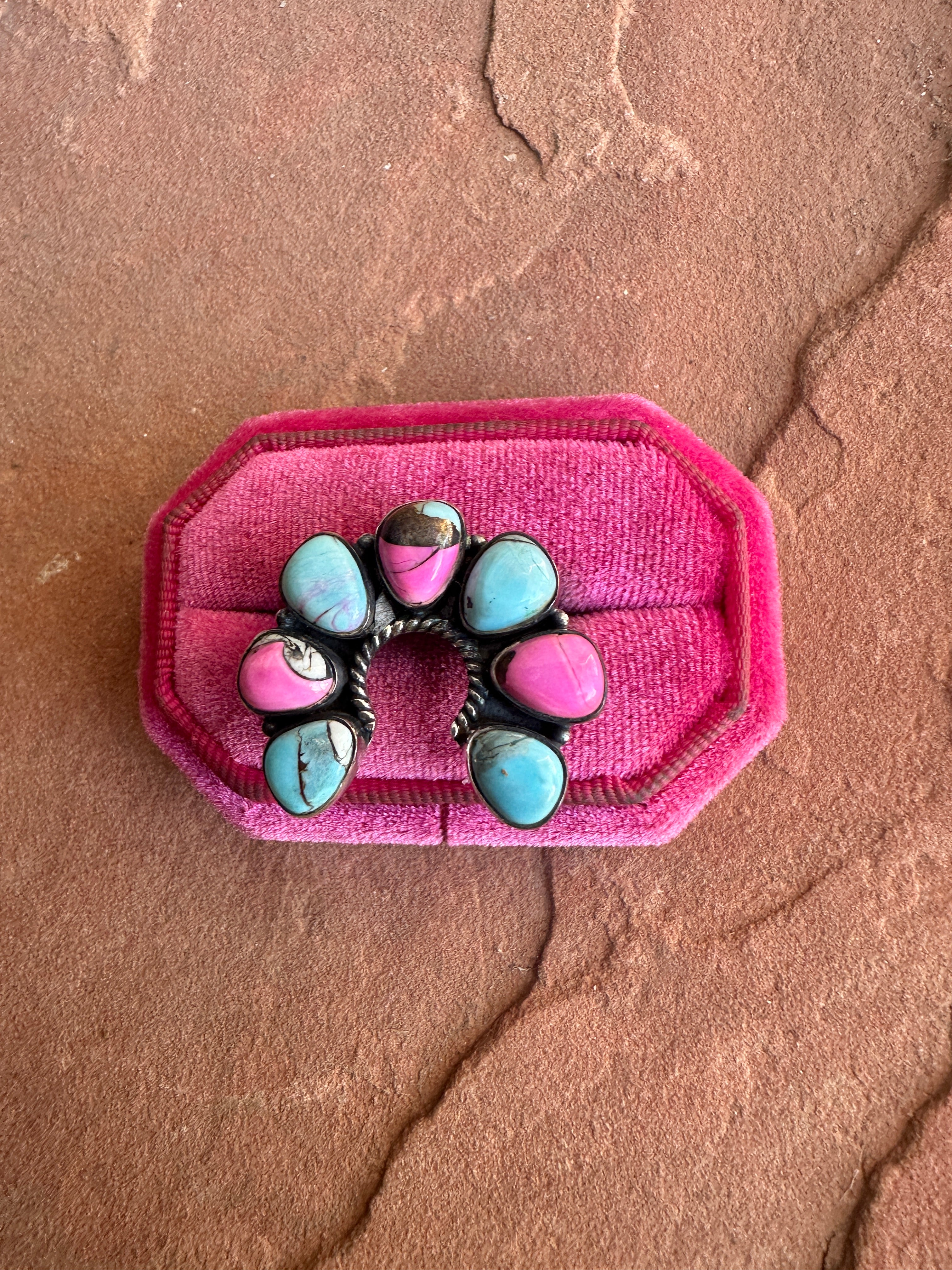 Handmade Cotton Candy Sterling Adjustable Naja Ring