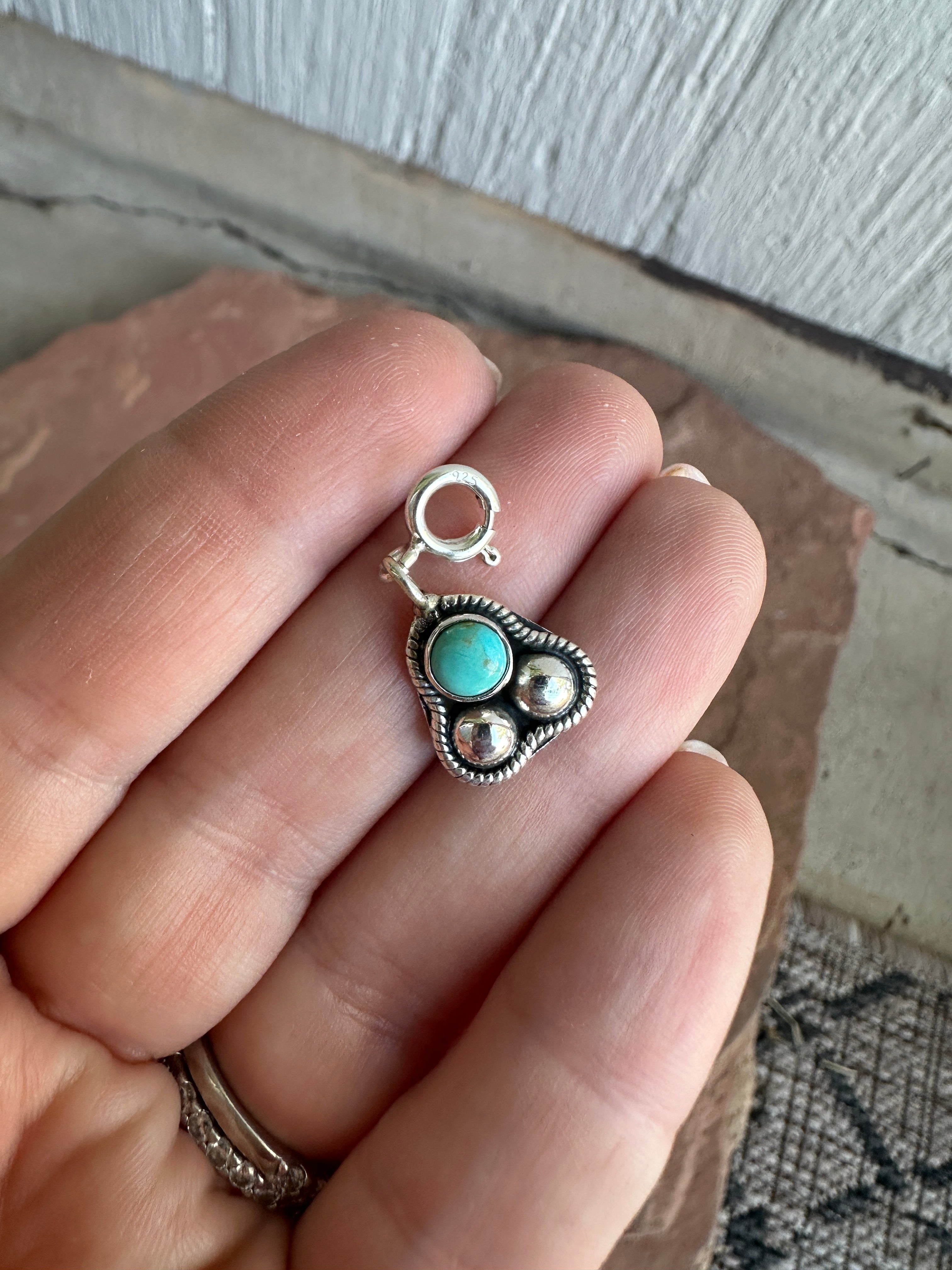 Handmade Sterling Silver & Turquoise Silver Ball Charm