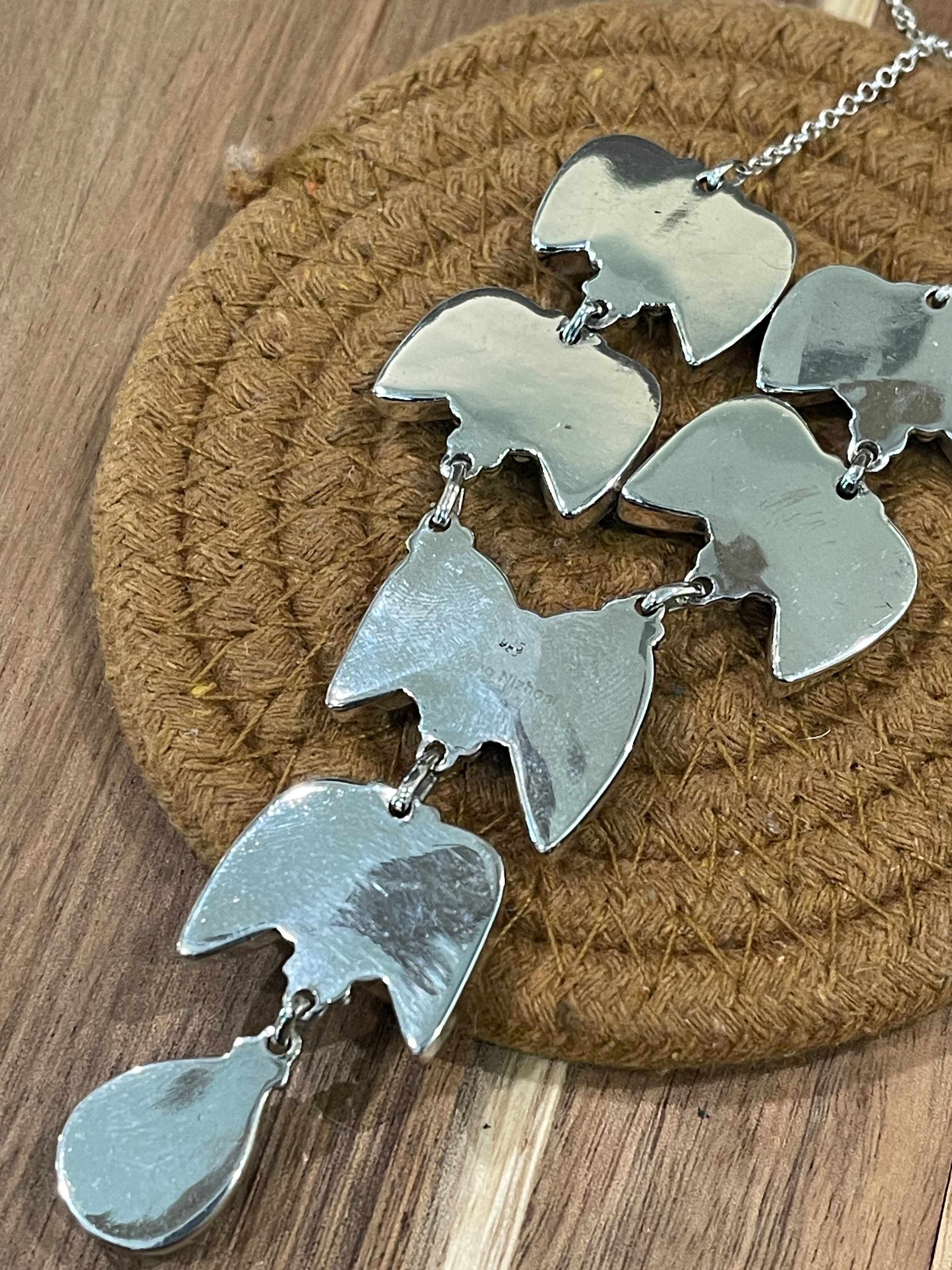 Handmade Sterling Silver, Golden Hills & CZ Cluster Necklace