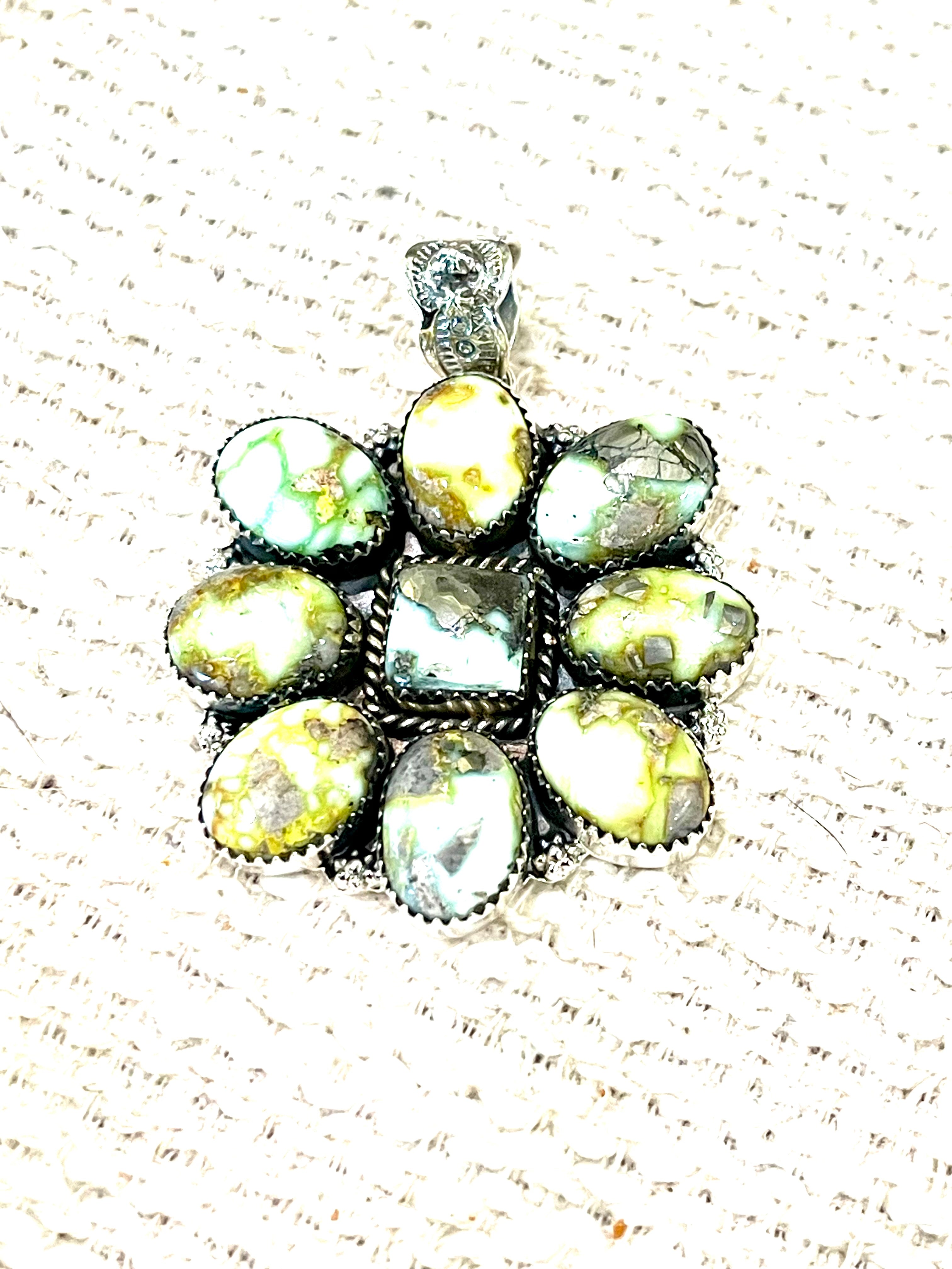 Handcrafted Sterling Silver & Palomino Cluster Pendant