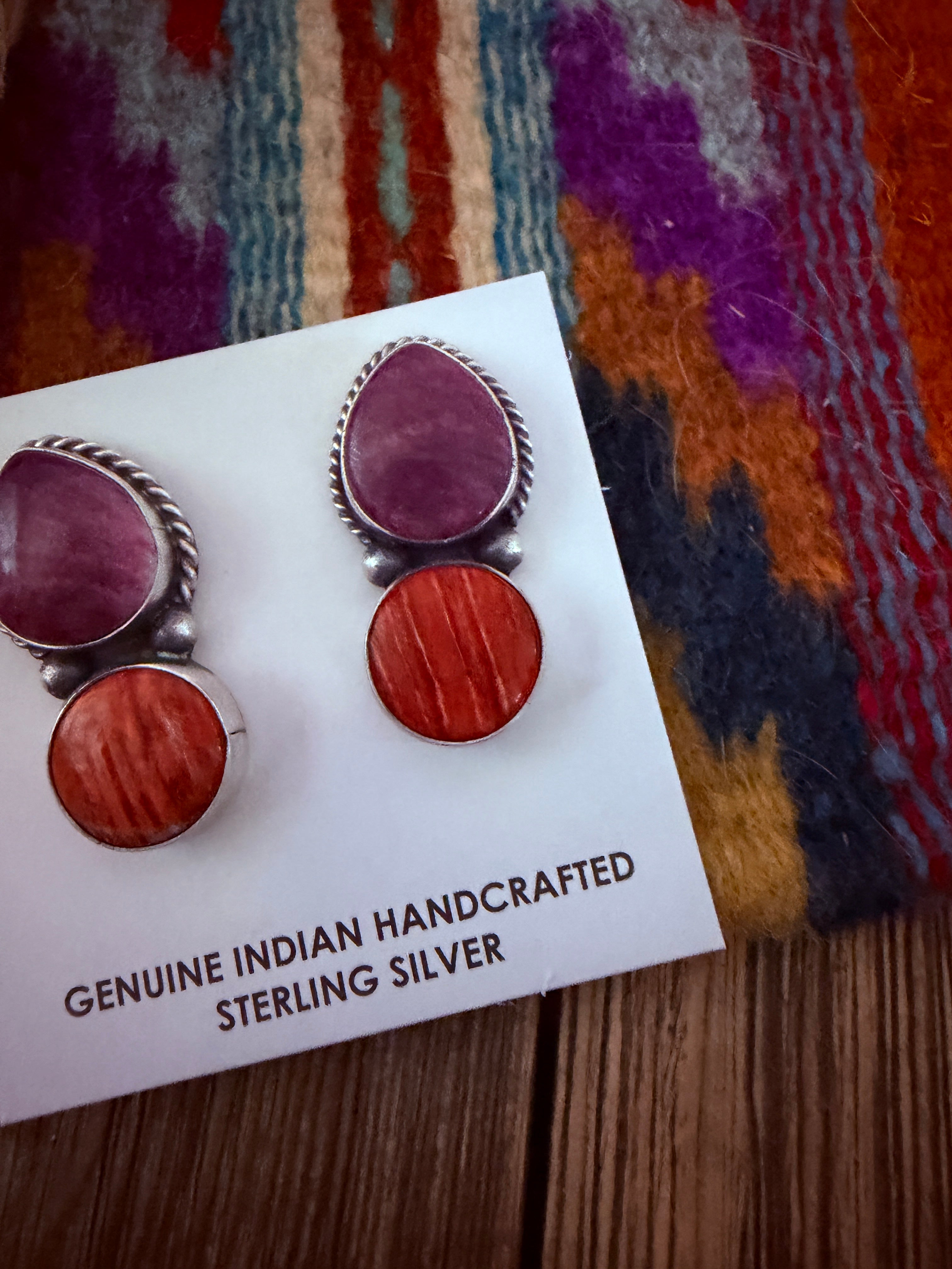 Handcrafted Spiny and Sterling Silver Dangle Earrings by Hiram Largo