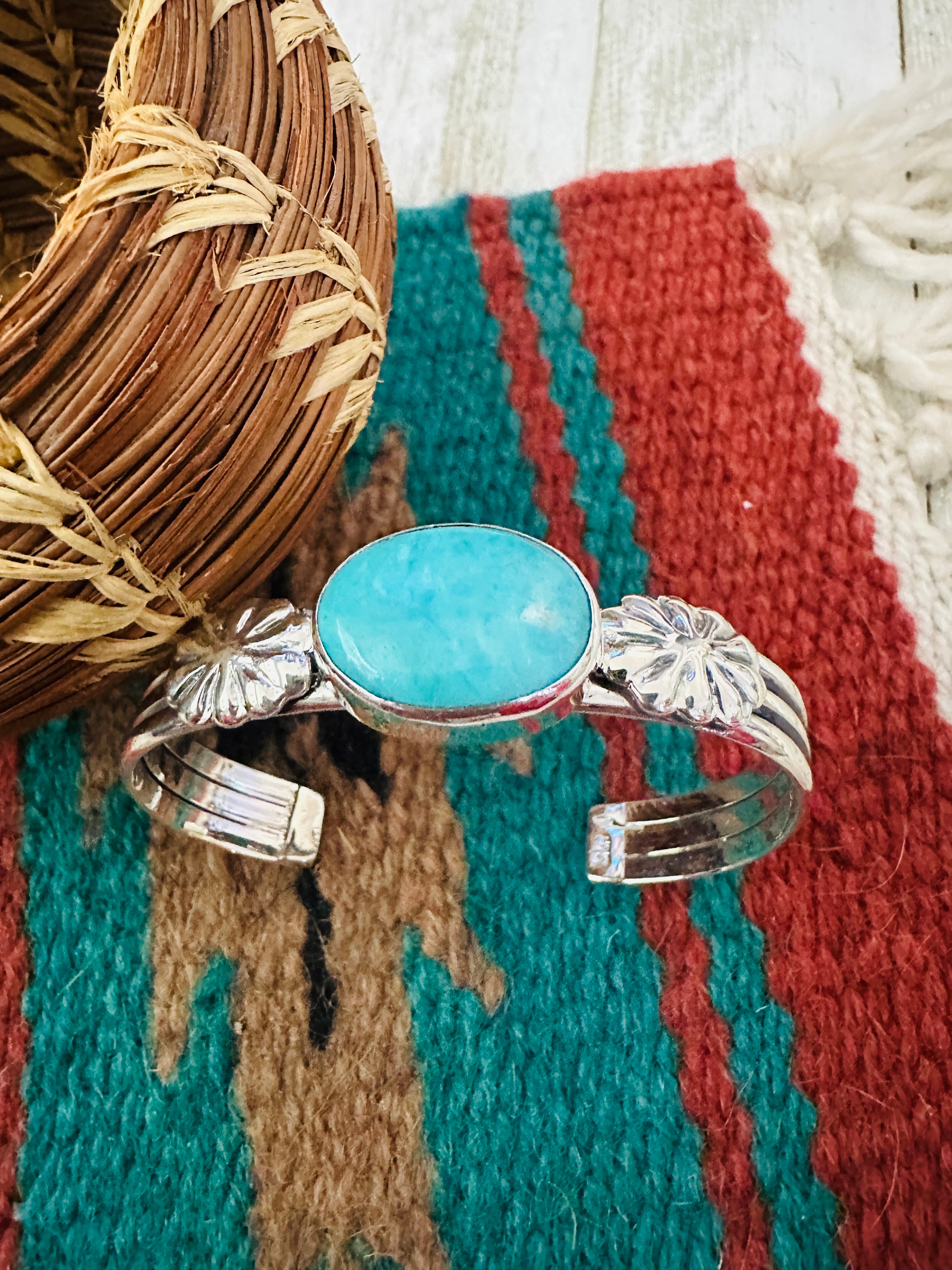 Handcrafted Turquoise & Sterling Silver Cuff Bracelet