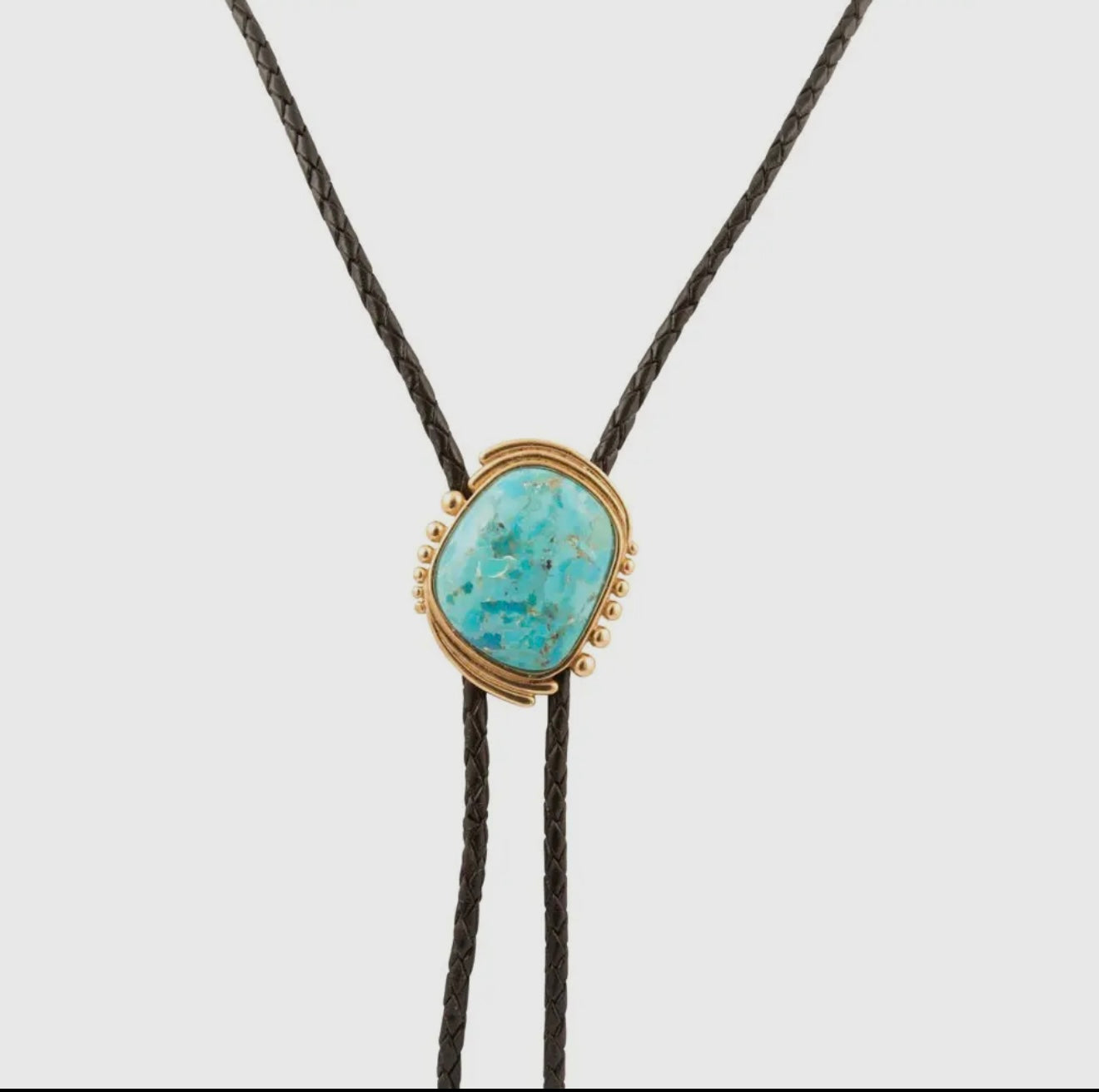 “The Golden Collection” Gold Plated Sterling Silver & Turquoise Leather Bolo Tie
