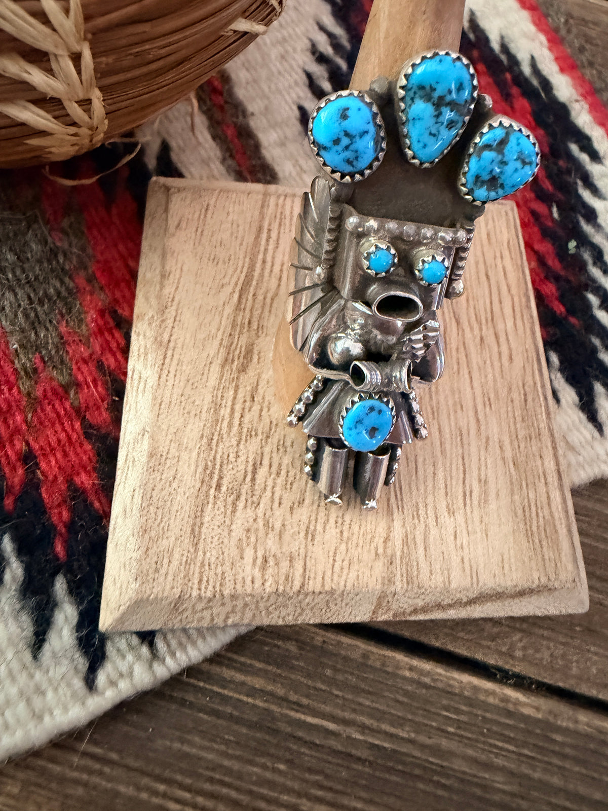 Handcrafted Turquoise & Sterling Silver Kachina Ring