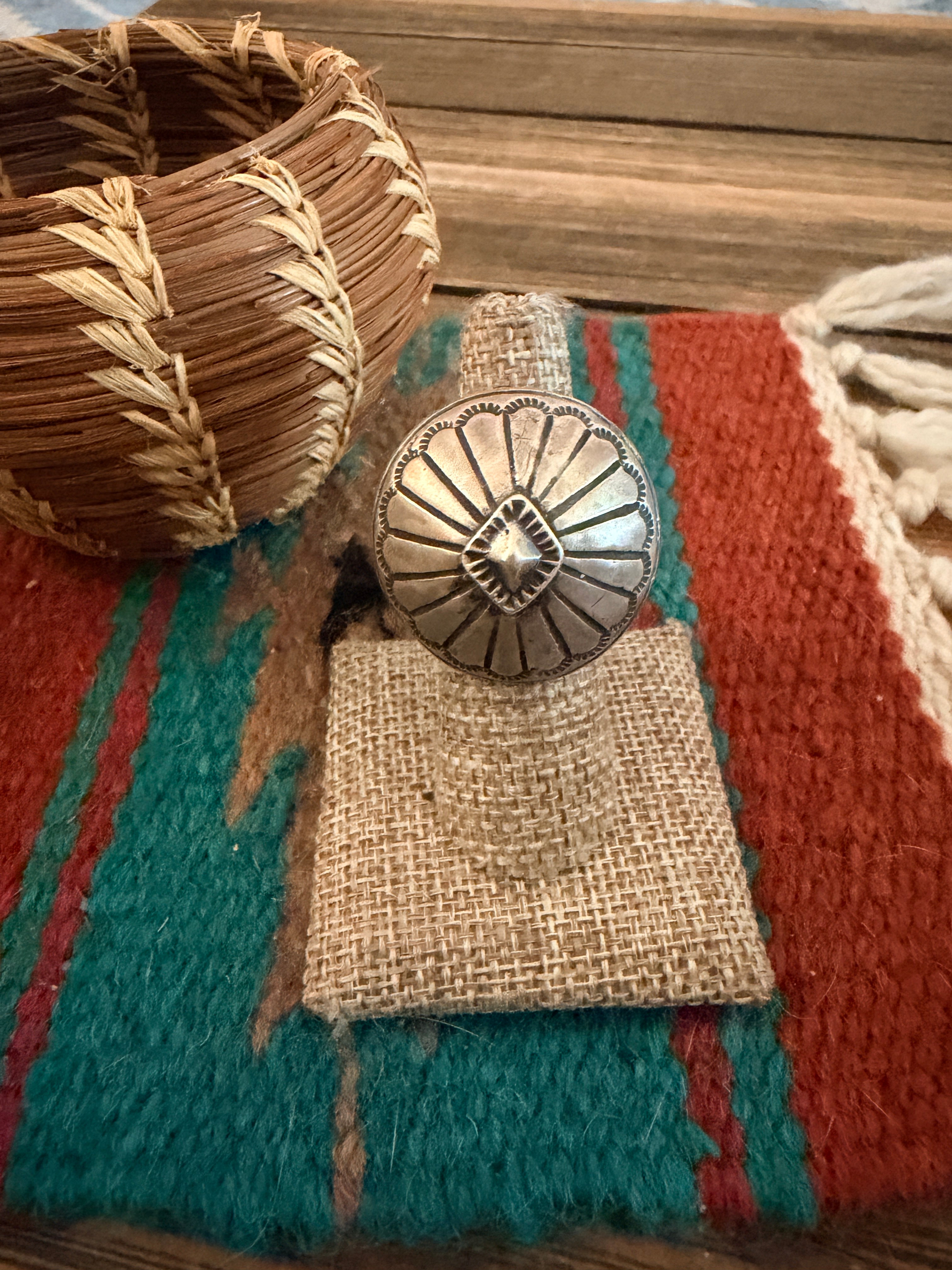 Handcrafted Sterling Silver Concho Ring Size 6 by Patrick Yazzie
