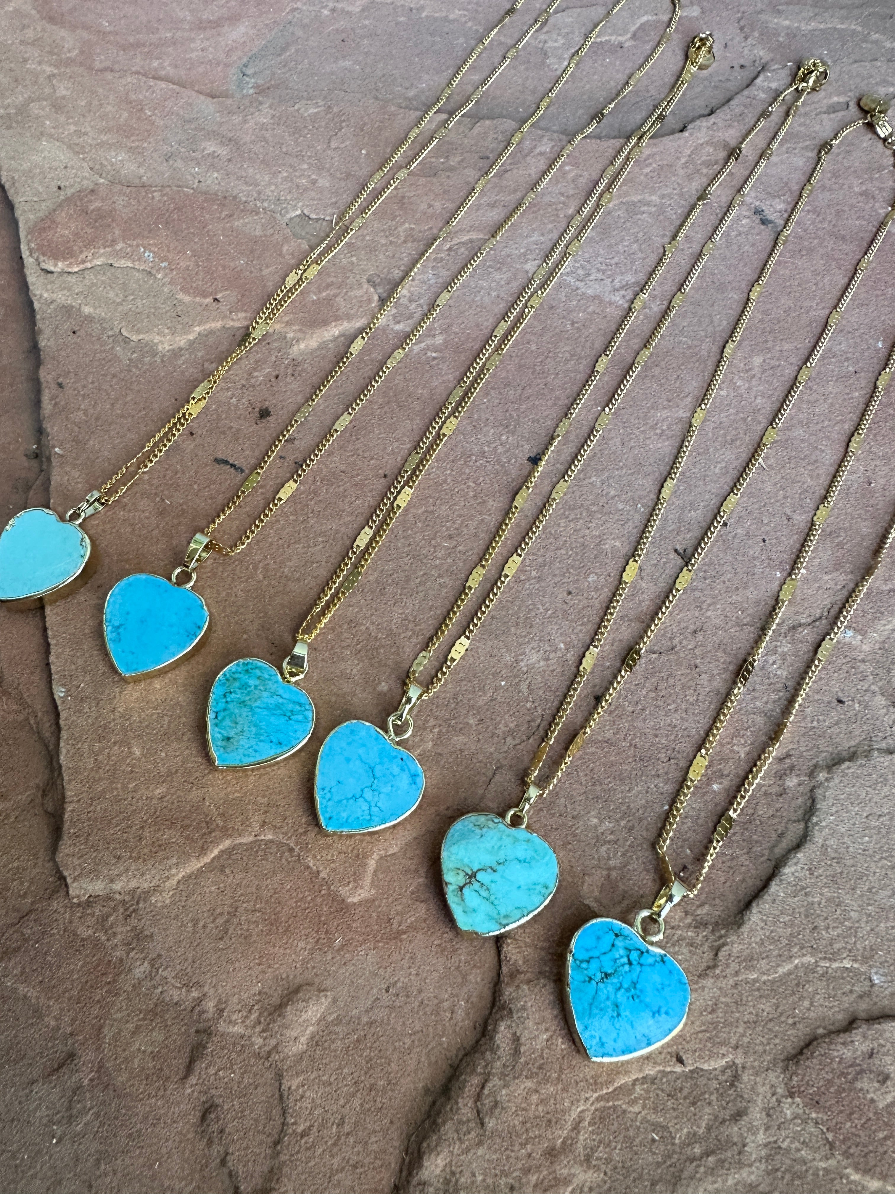 “The Golden Collection” Turquoise Heart Handmade Turquoise Gold Plated Necklace 18 Inches