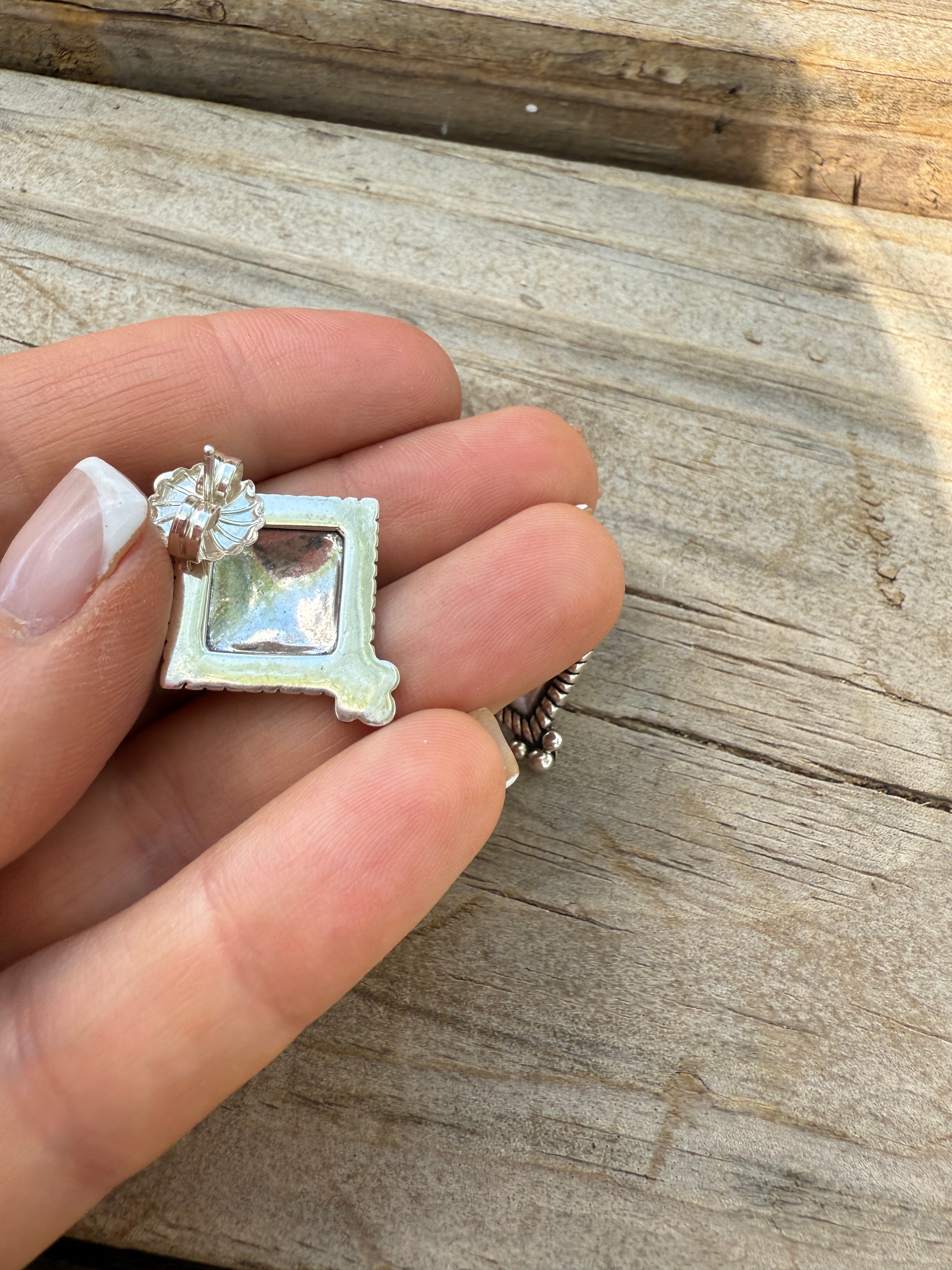 Handmade Sterling Silver Diamond Shaped Earrings