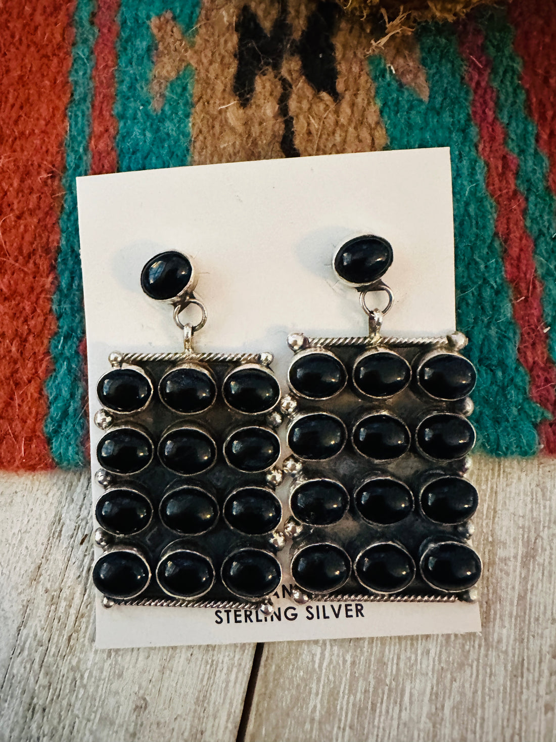 Handcrafted Black Onyx & Sterling Silver Dangle Earrings by Jacqueline Silver
