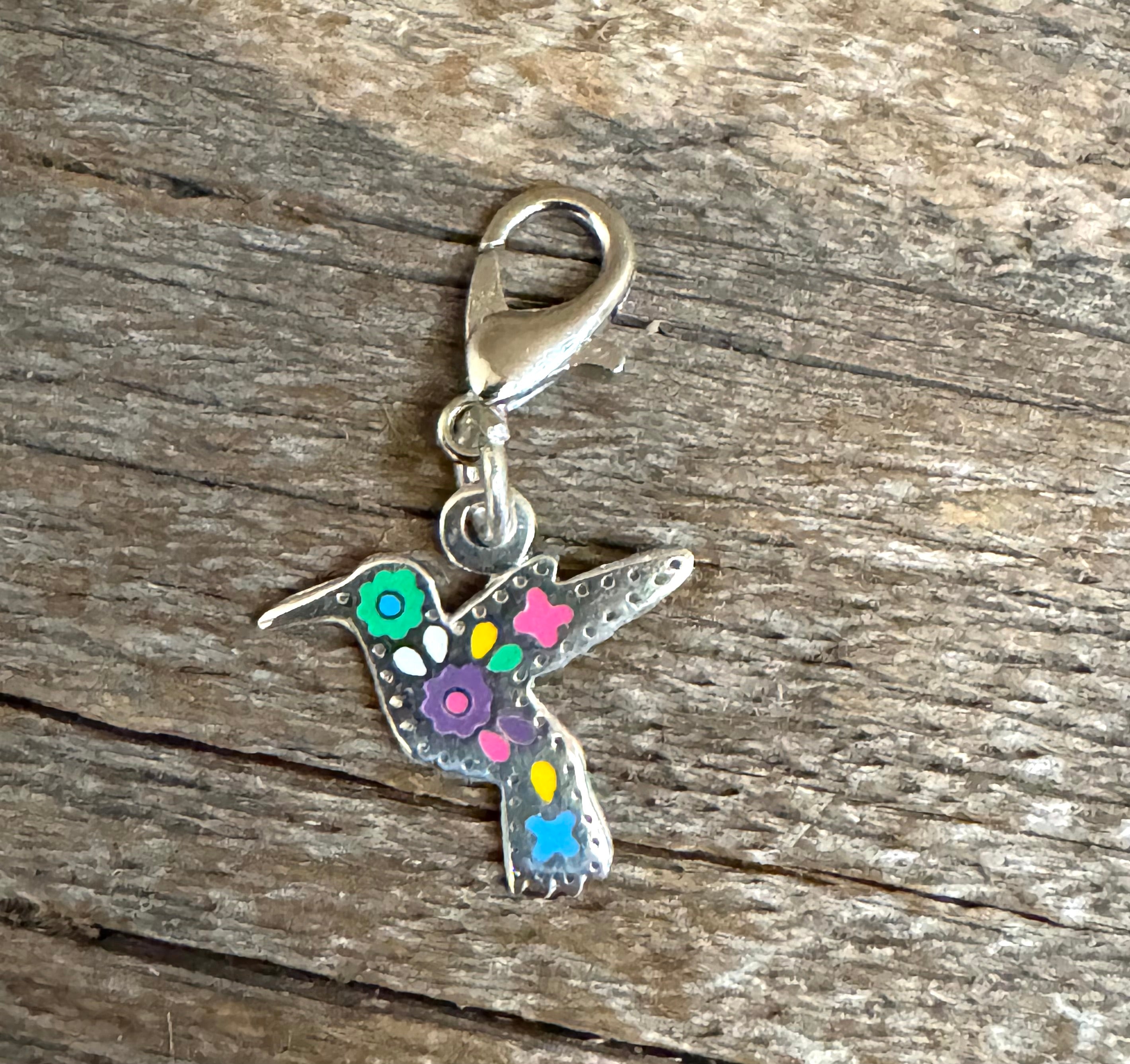 Multicolored Hummingbird Sterling Silver Charm