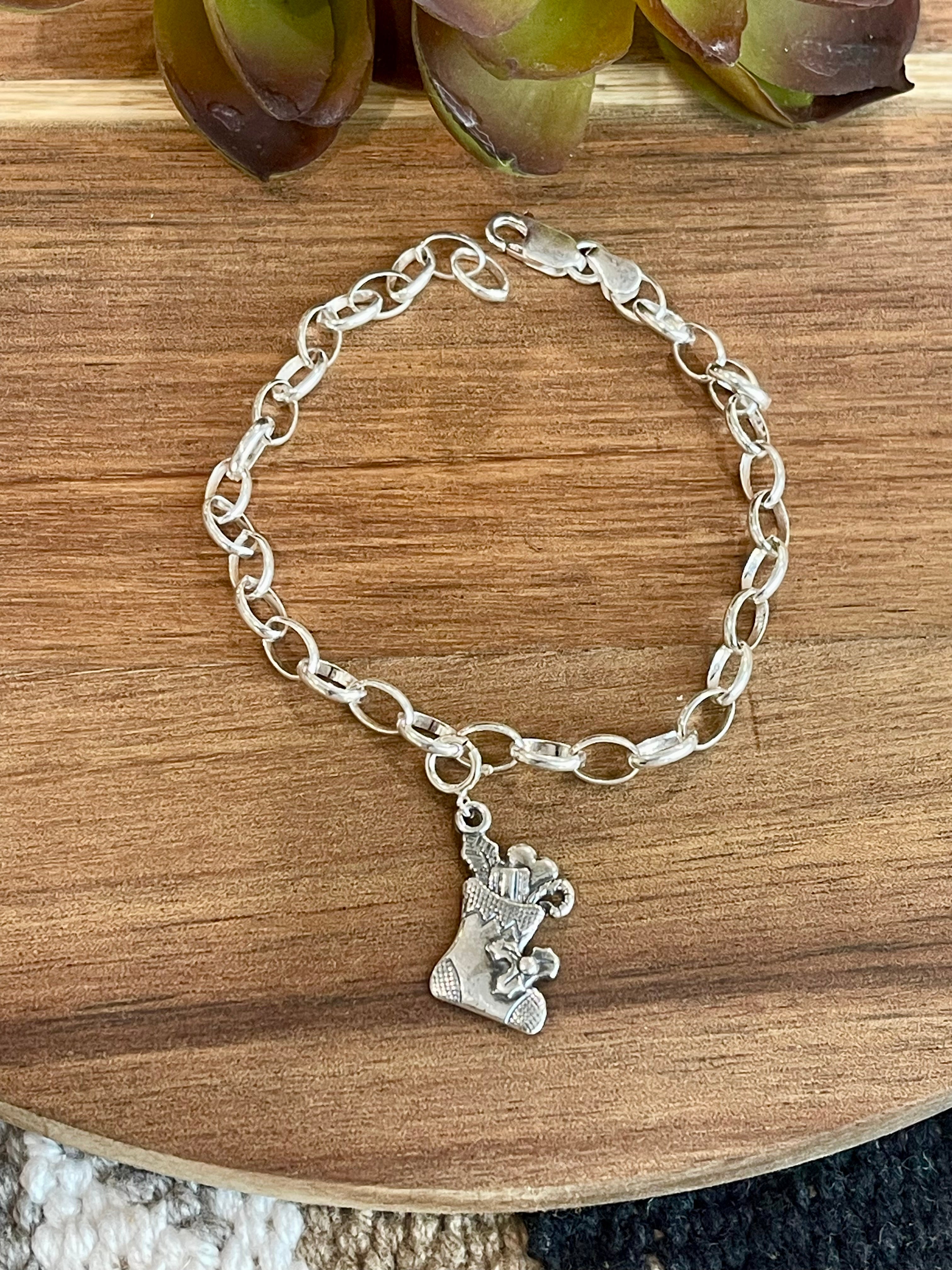 Handmade Sterling Silver CHRISTMAS STOCKING Charm