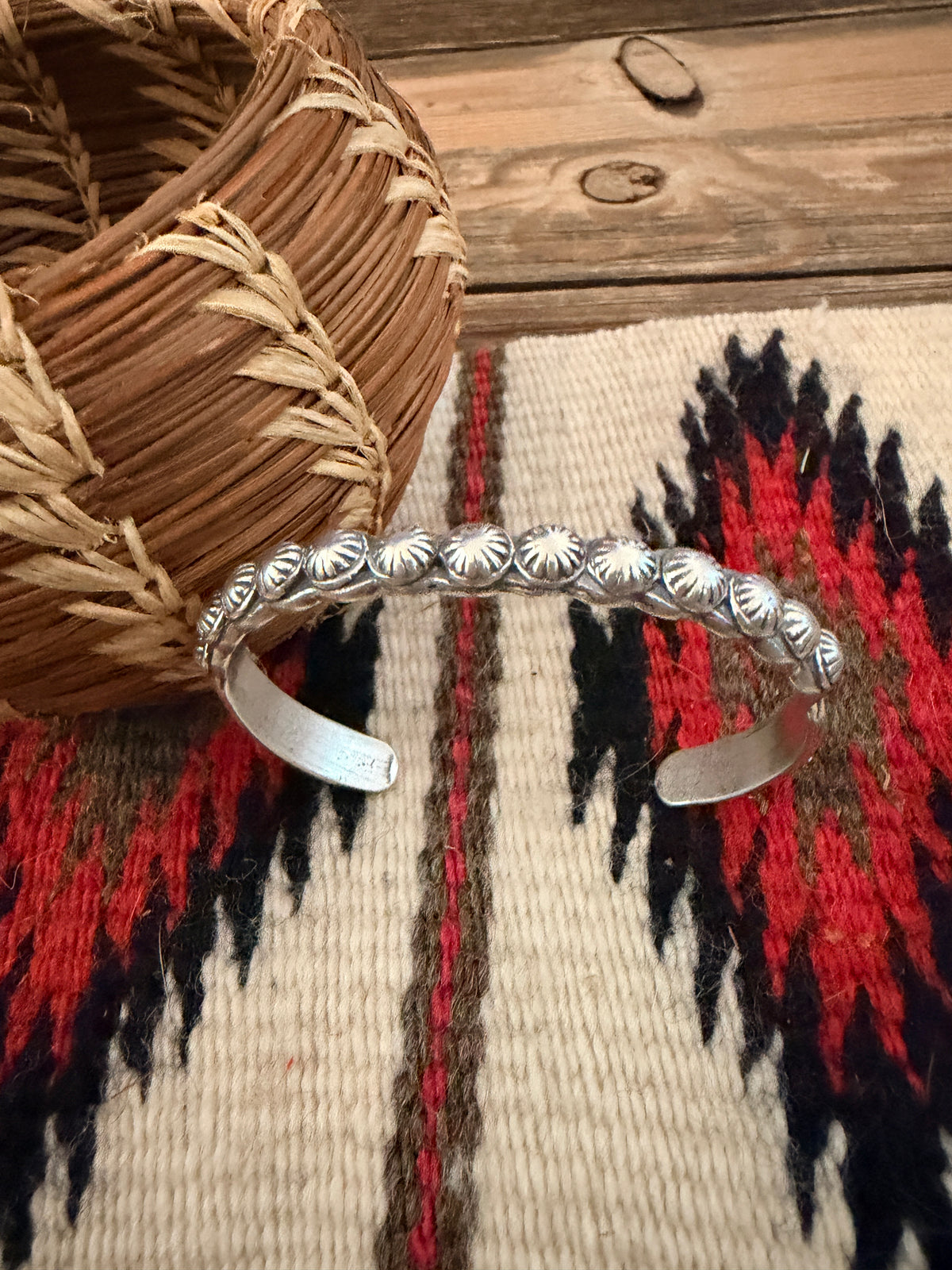 Handcrafted Sterling Silver Studded Cuff Bracelet