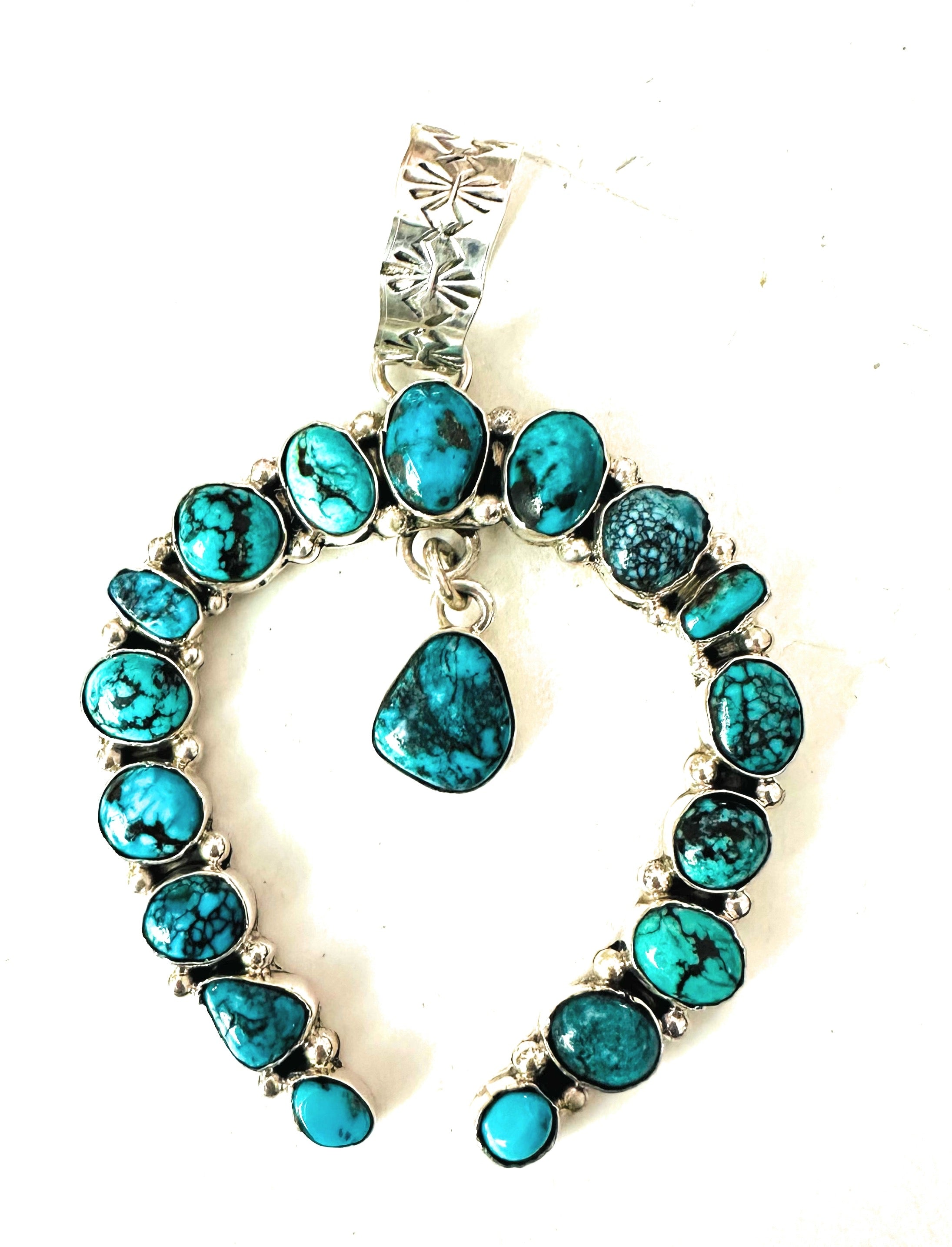 Navajo Sterling Silver & Turquoise Naja Pendant by Patricia/Edward