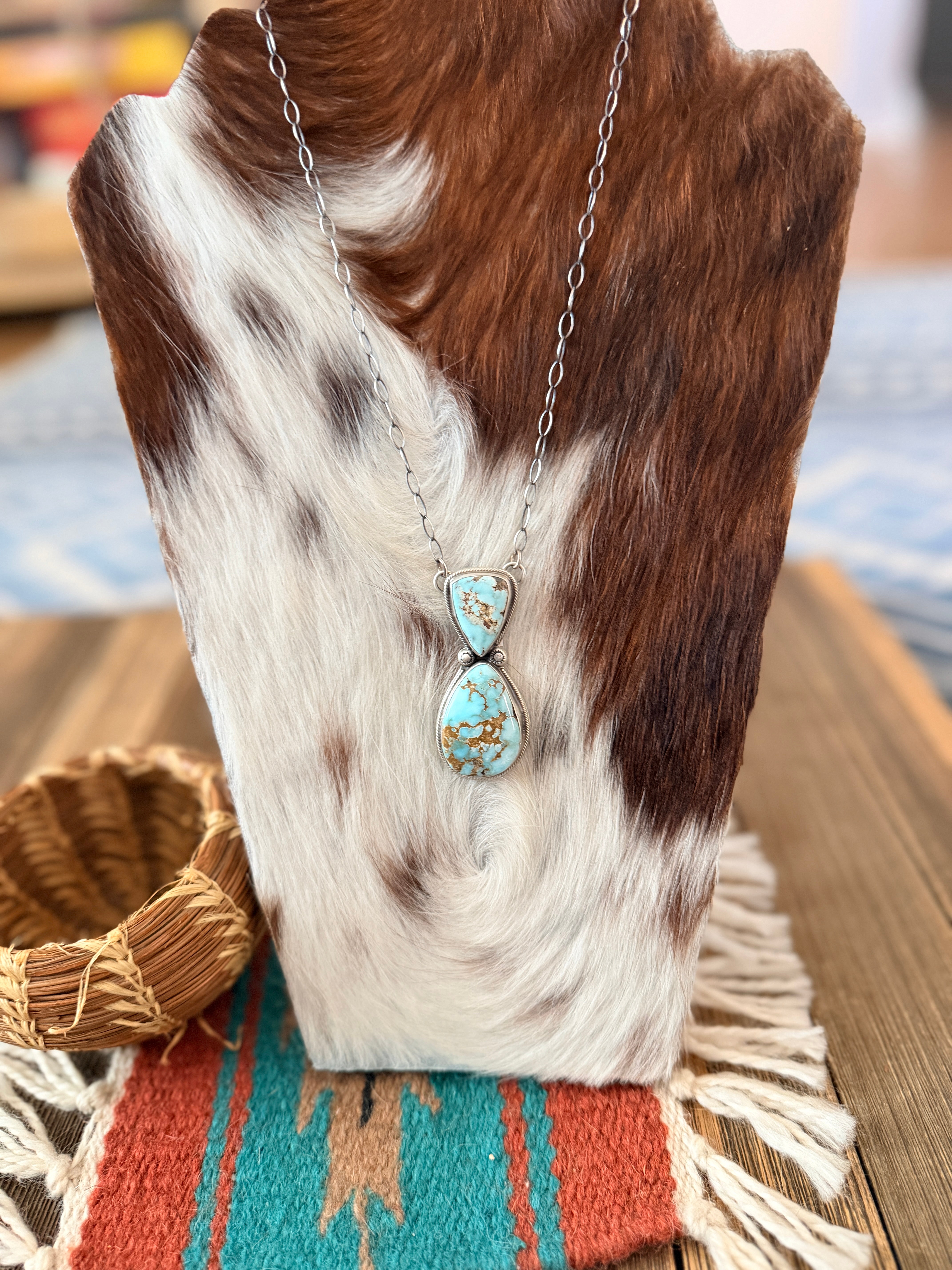 Handcrafted Dry Creek Turquoise & Sterling Silver Necklace by Joelias Draper