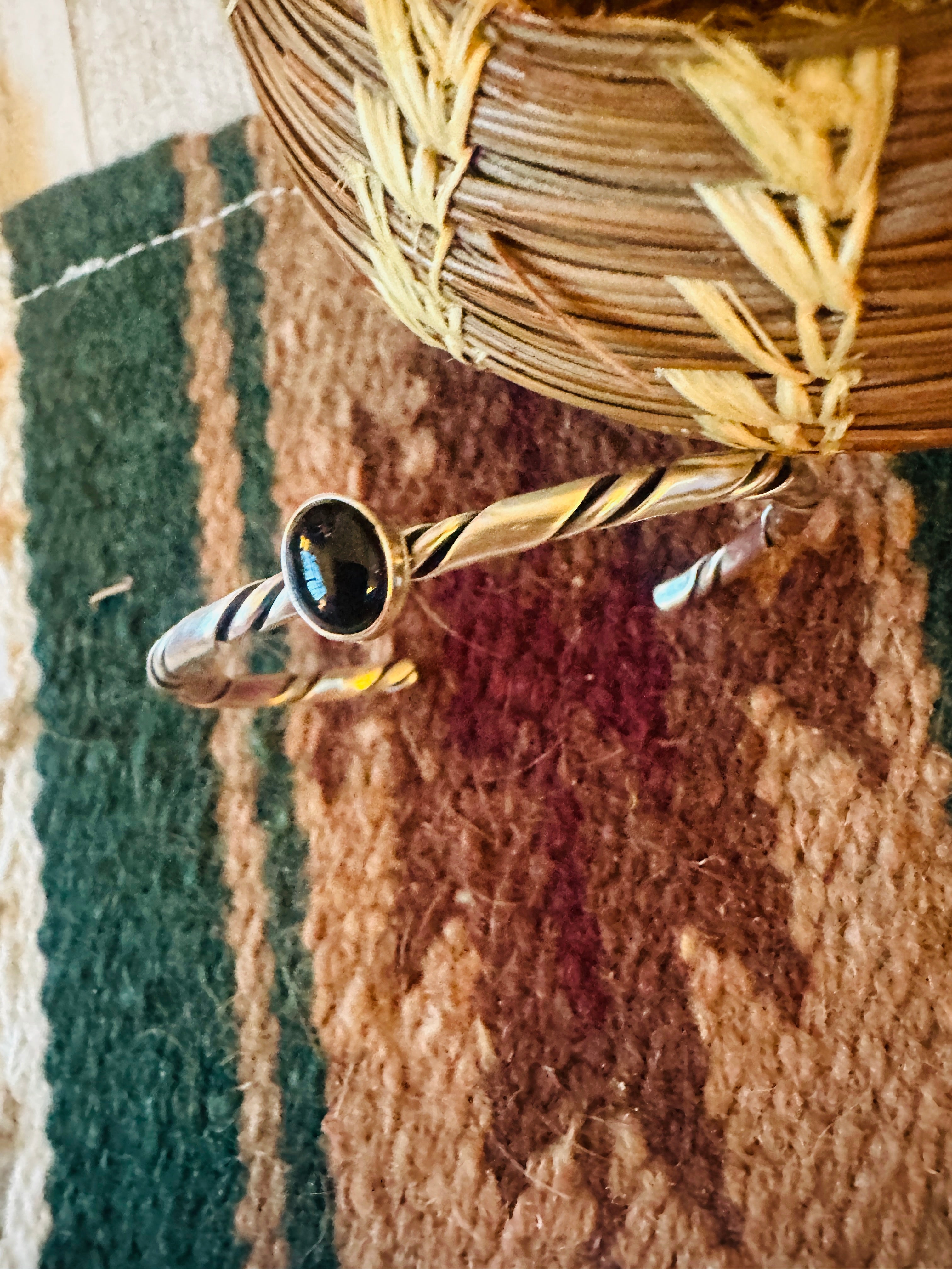 Navajo Sterling Silver & Onyx Cuff Bracelet