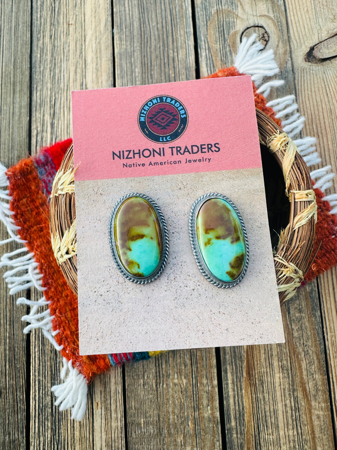 Handcrafted Sterling Silver & Royston Turquoise Post Earrings