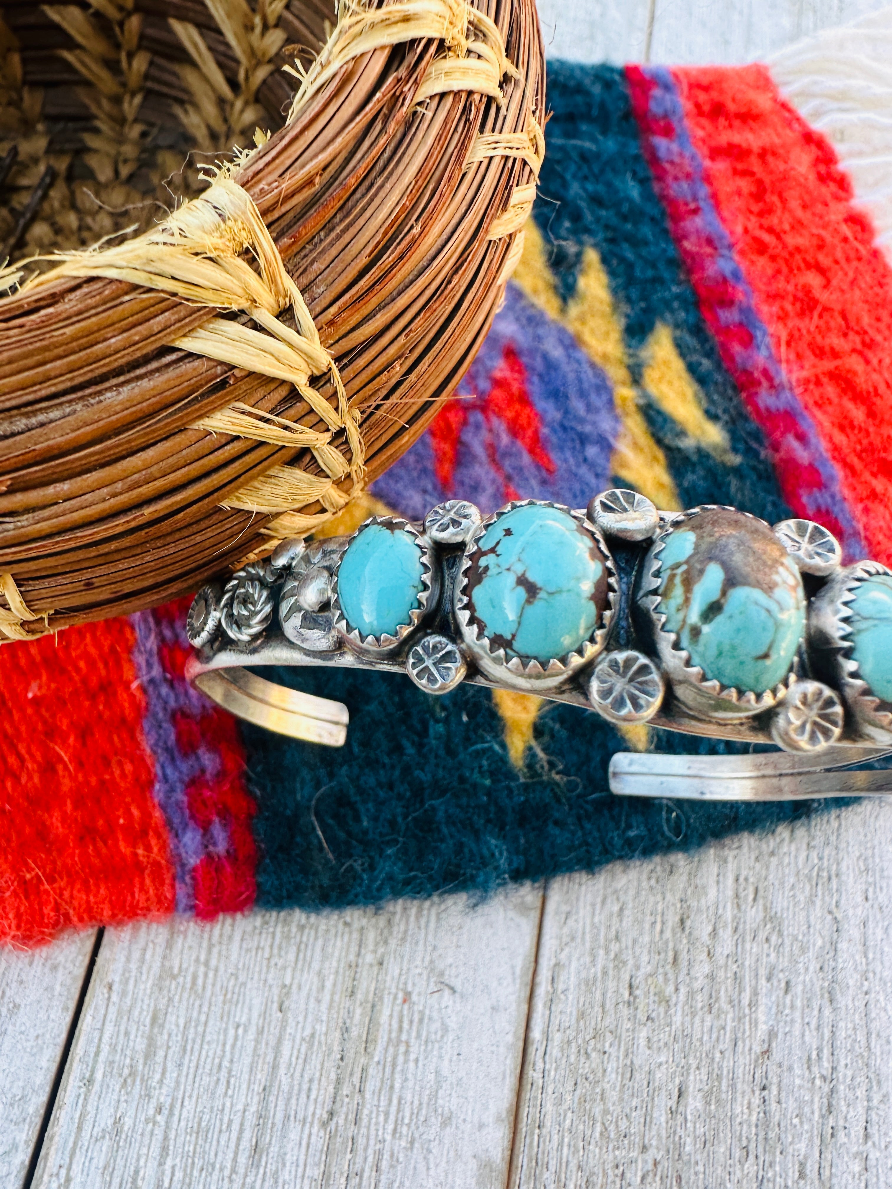 Handcrafted Turquoise & Sterling Silver Cuff Bracelet by Jacqueline Silver