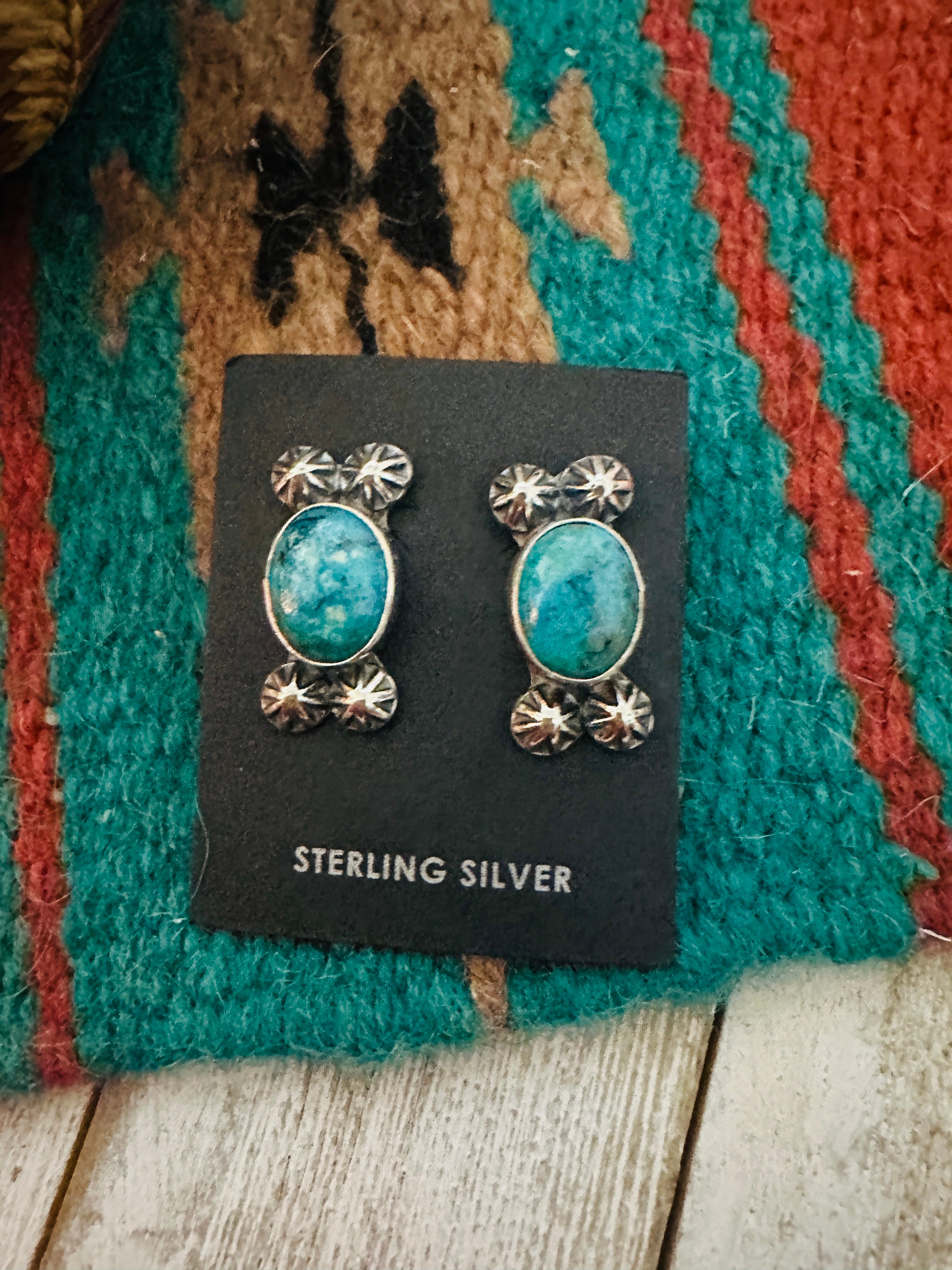 Navajo Sterling Silver & Turquoise Post Earrings