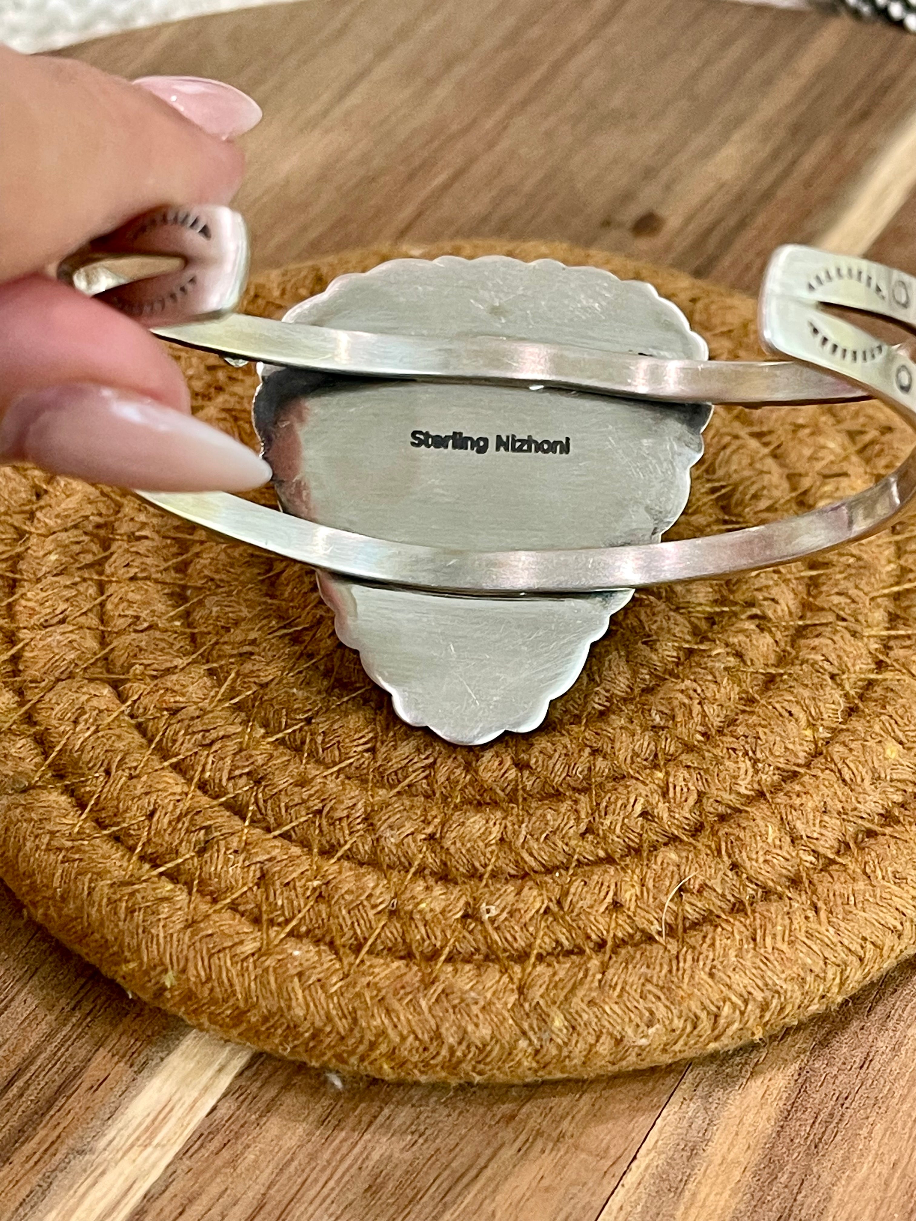 Gorgeous Handmade Sterling Silver & Royston Turquoise Cuff Bracelet