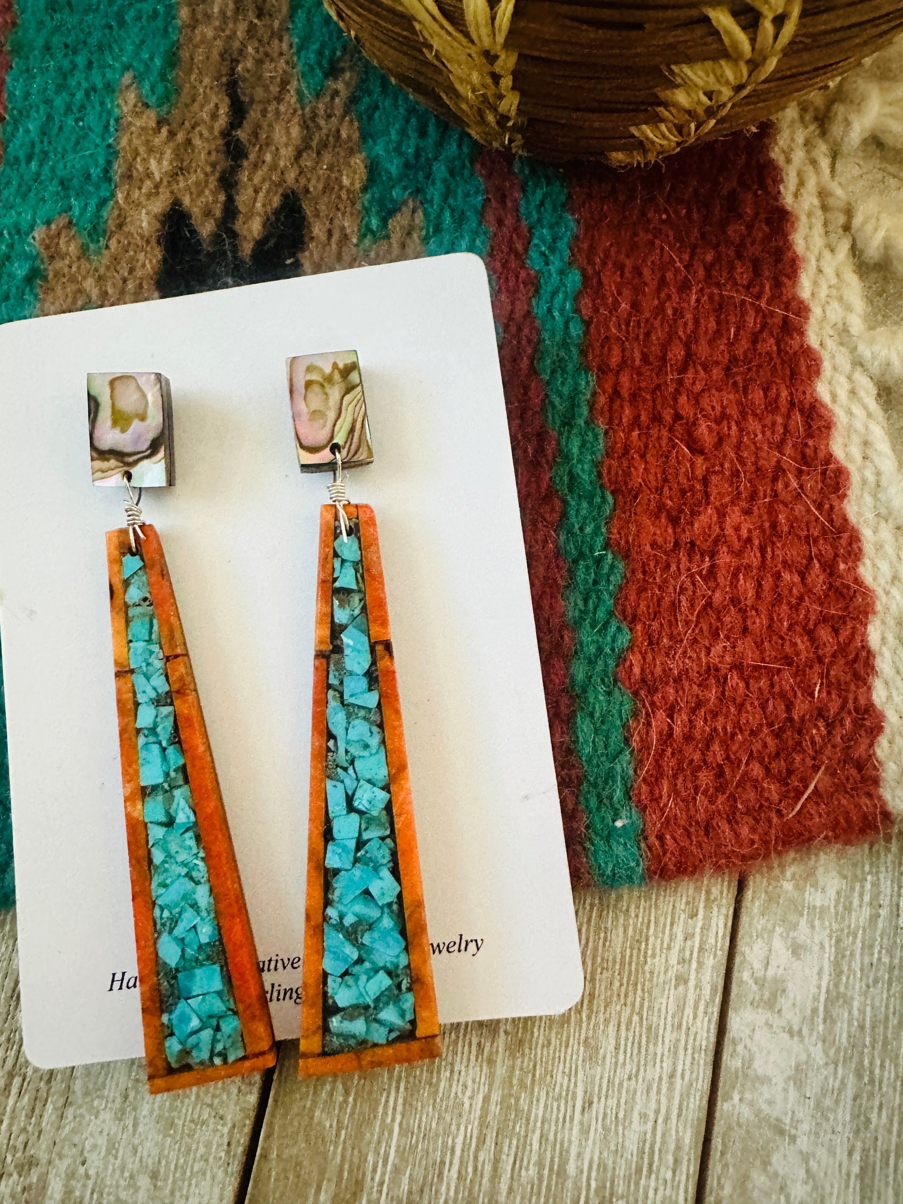 Santo Domingo Multi Stone Mosaic Inlay Dangle Earrings