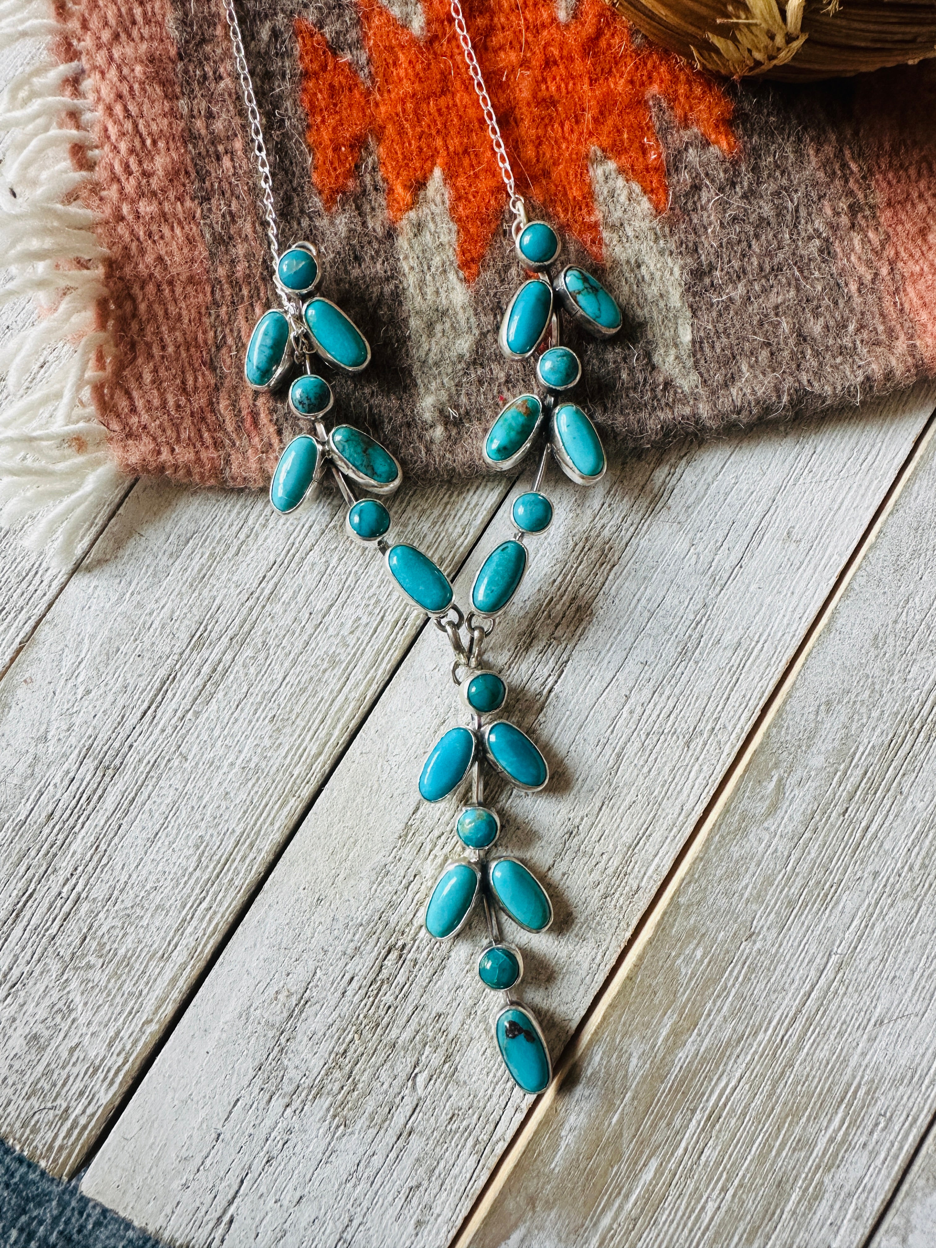 Navajo Sterling Silver & Turquoise Vine Necklace