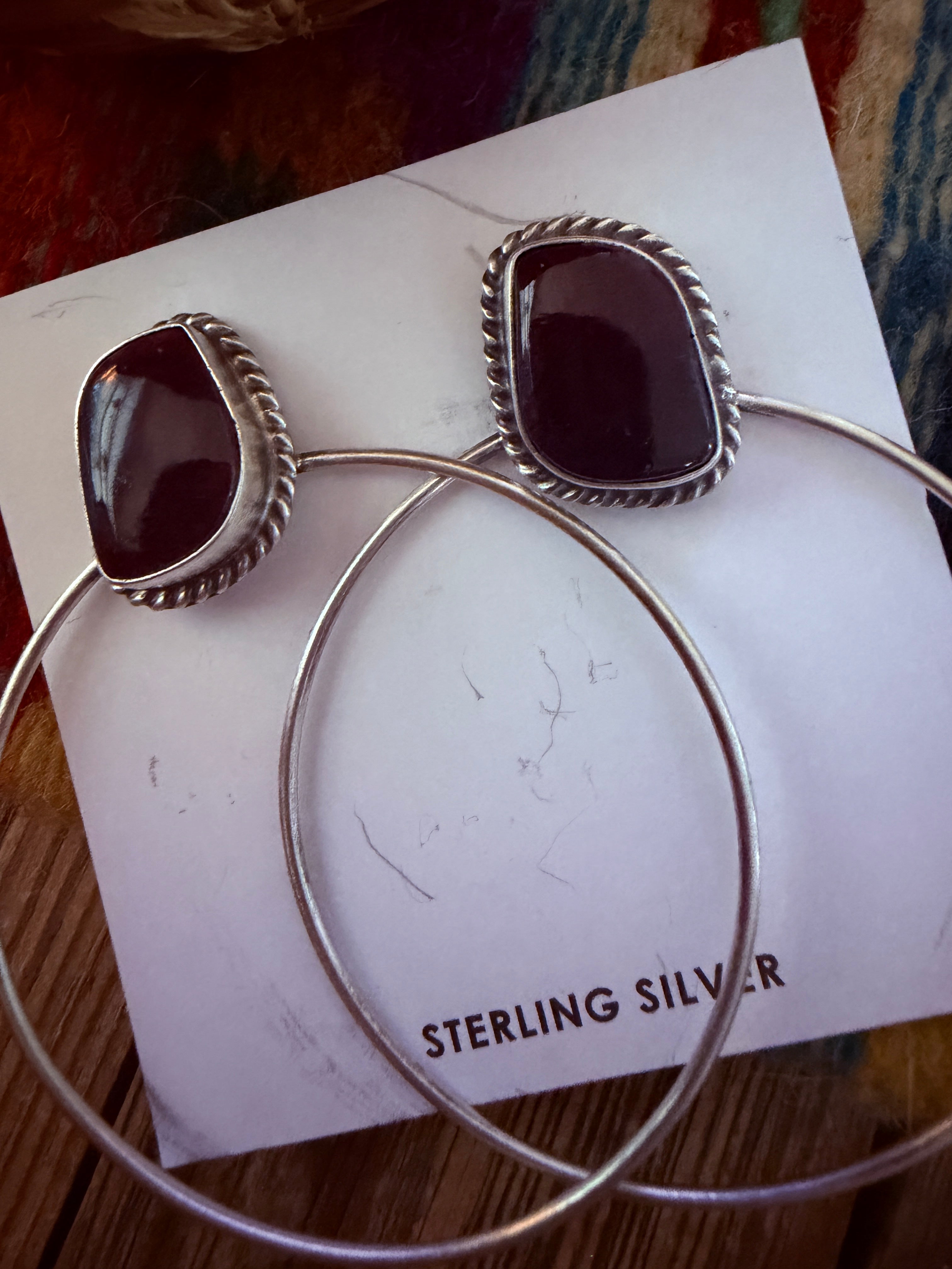 Handcrafted Purple Spiny and Sterling Silver Dangle Hoop Earrings by Elouise Kee