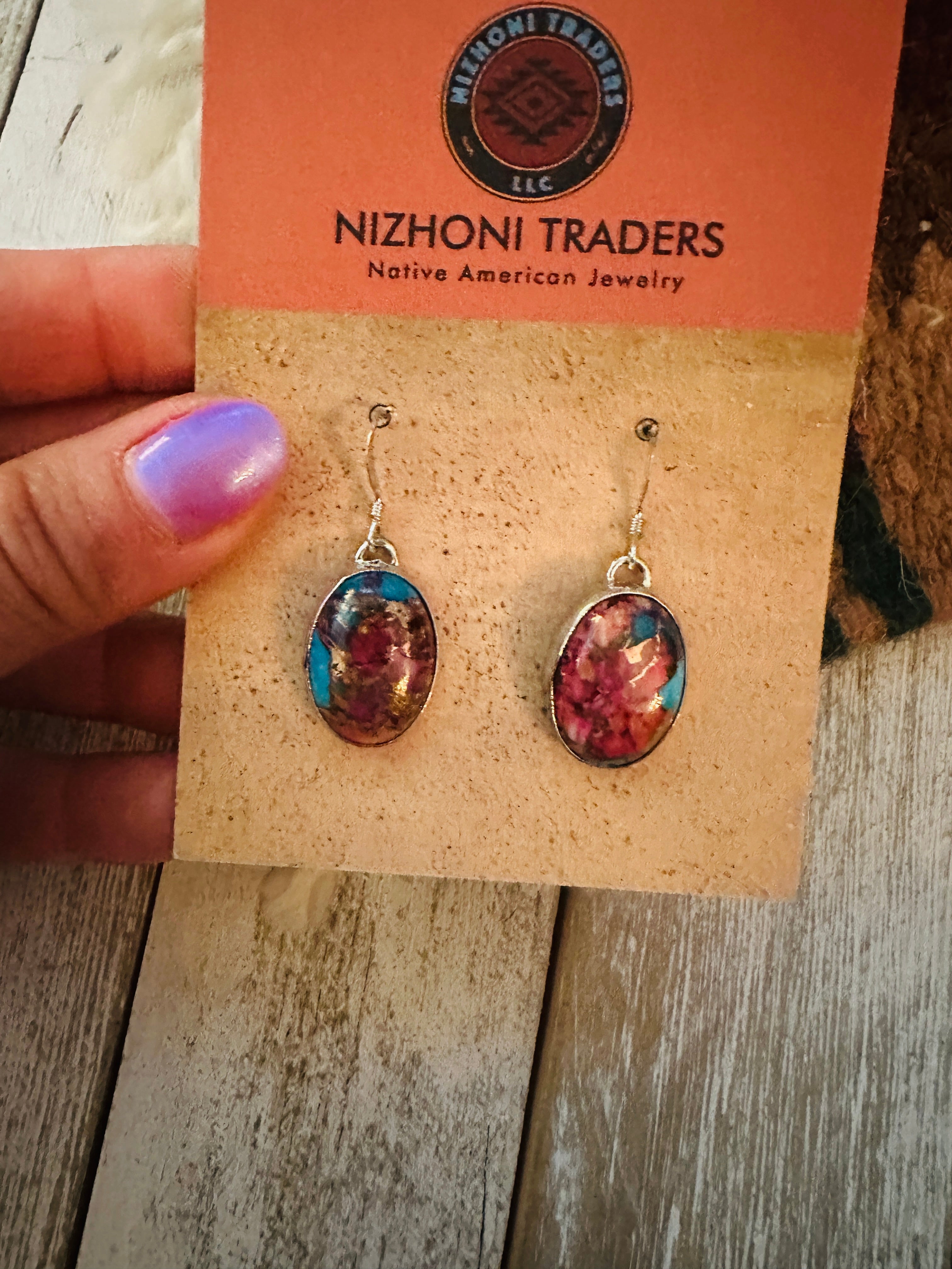 Navajo Pink Dream Mojave & Sterling Silver Dangle Earrings