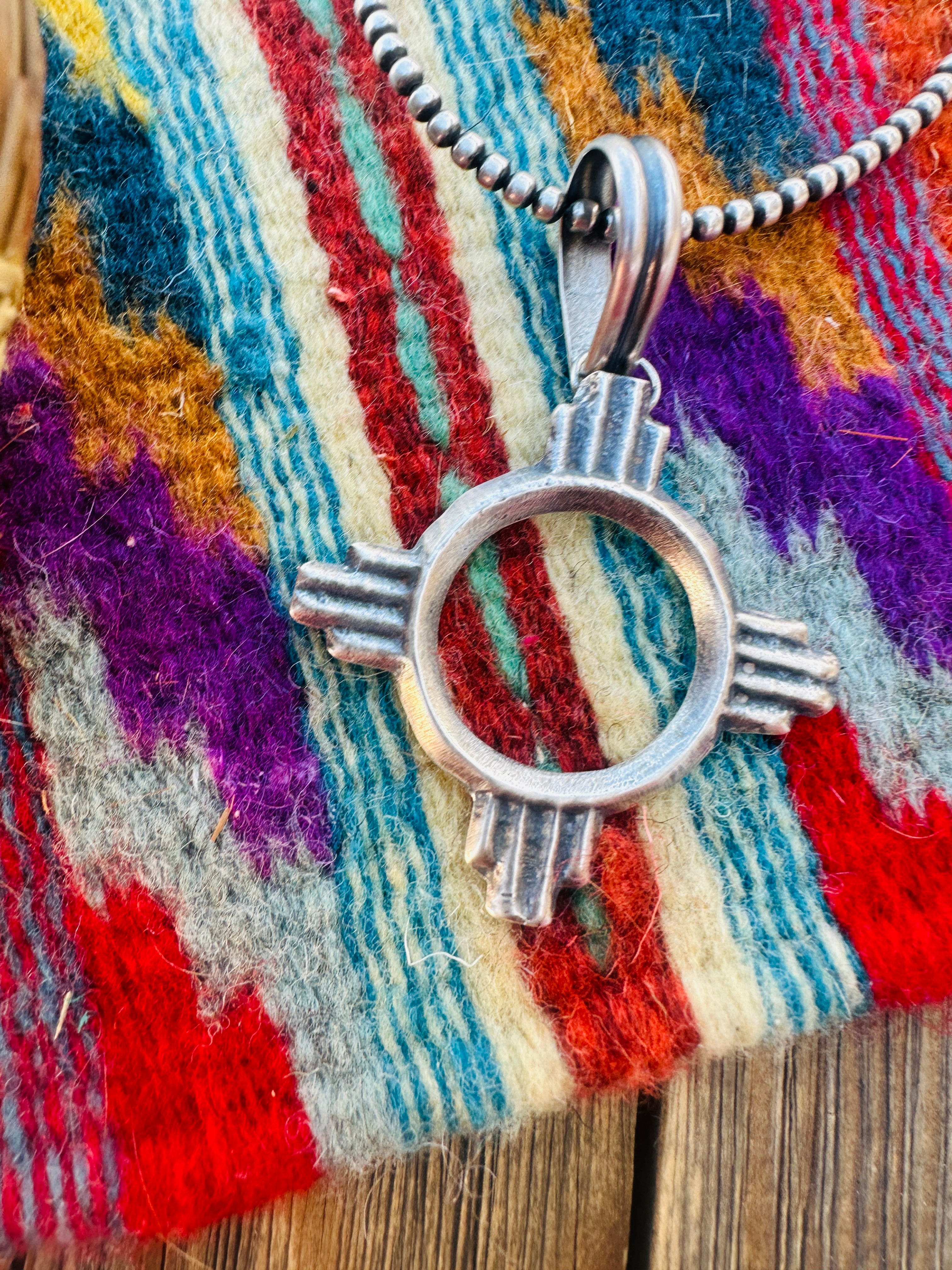 Handcrafted Sterling Silver Zia Cross Pendant by Buffalo Dancer