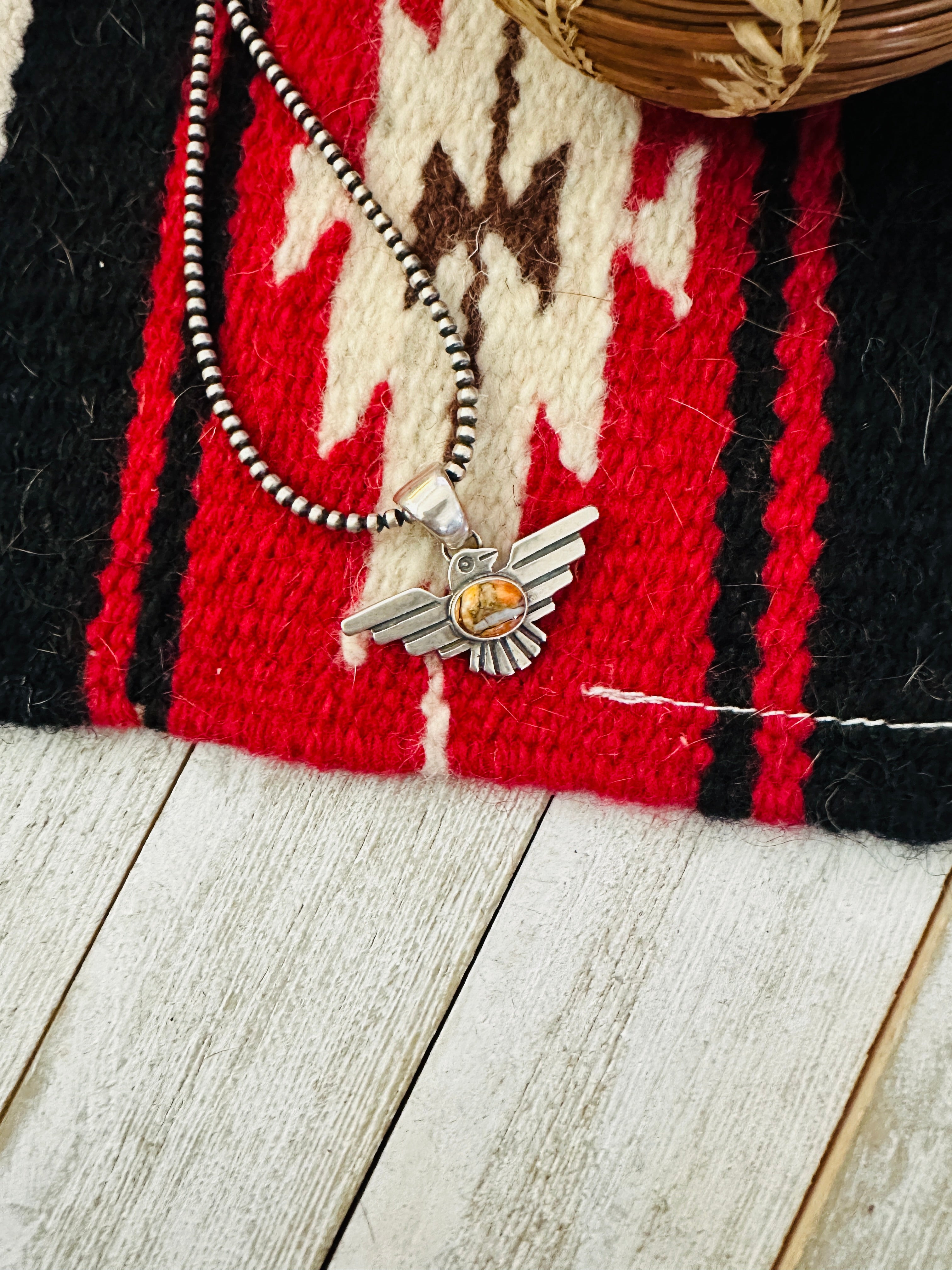 Navajo Spice & Sterling Silver Thunderbird Pendant