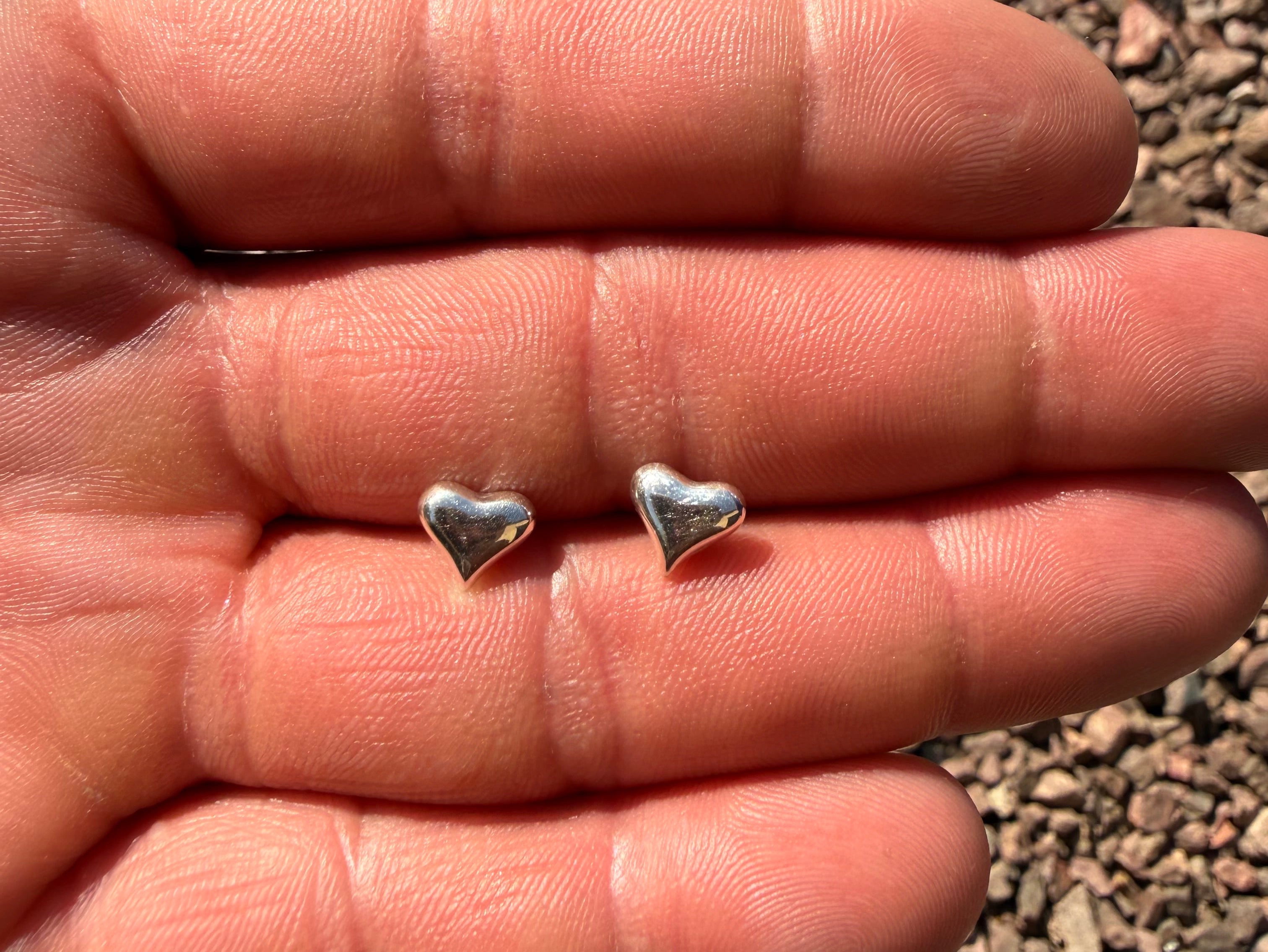 Tiny Heart Sterling Silver Stud Earrings