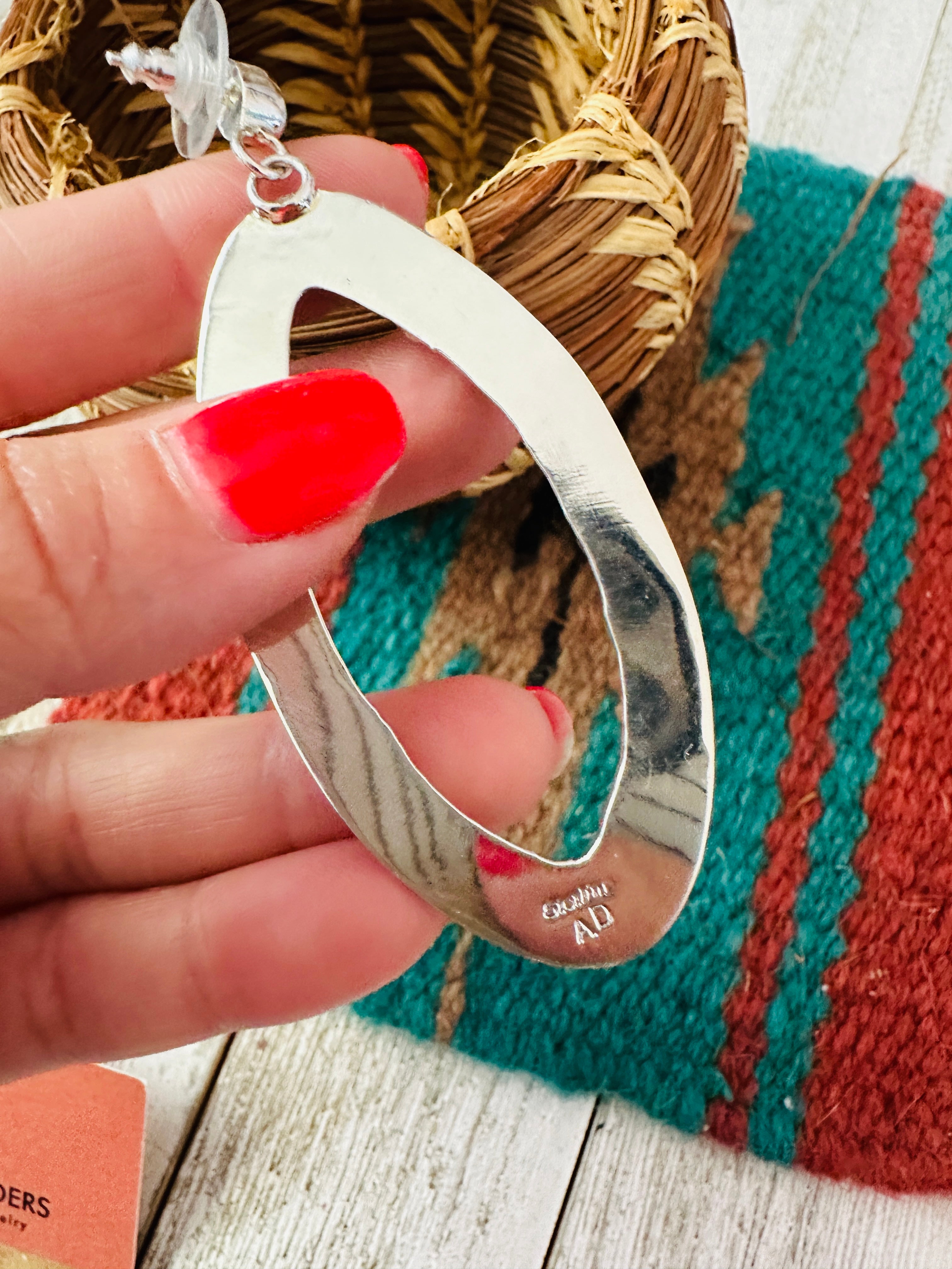 Navajo Sterling Silver & Turquoise Cluster Dangle Earrings