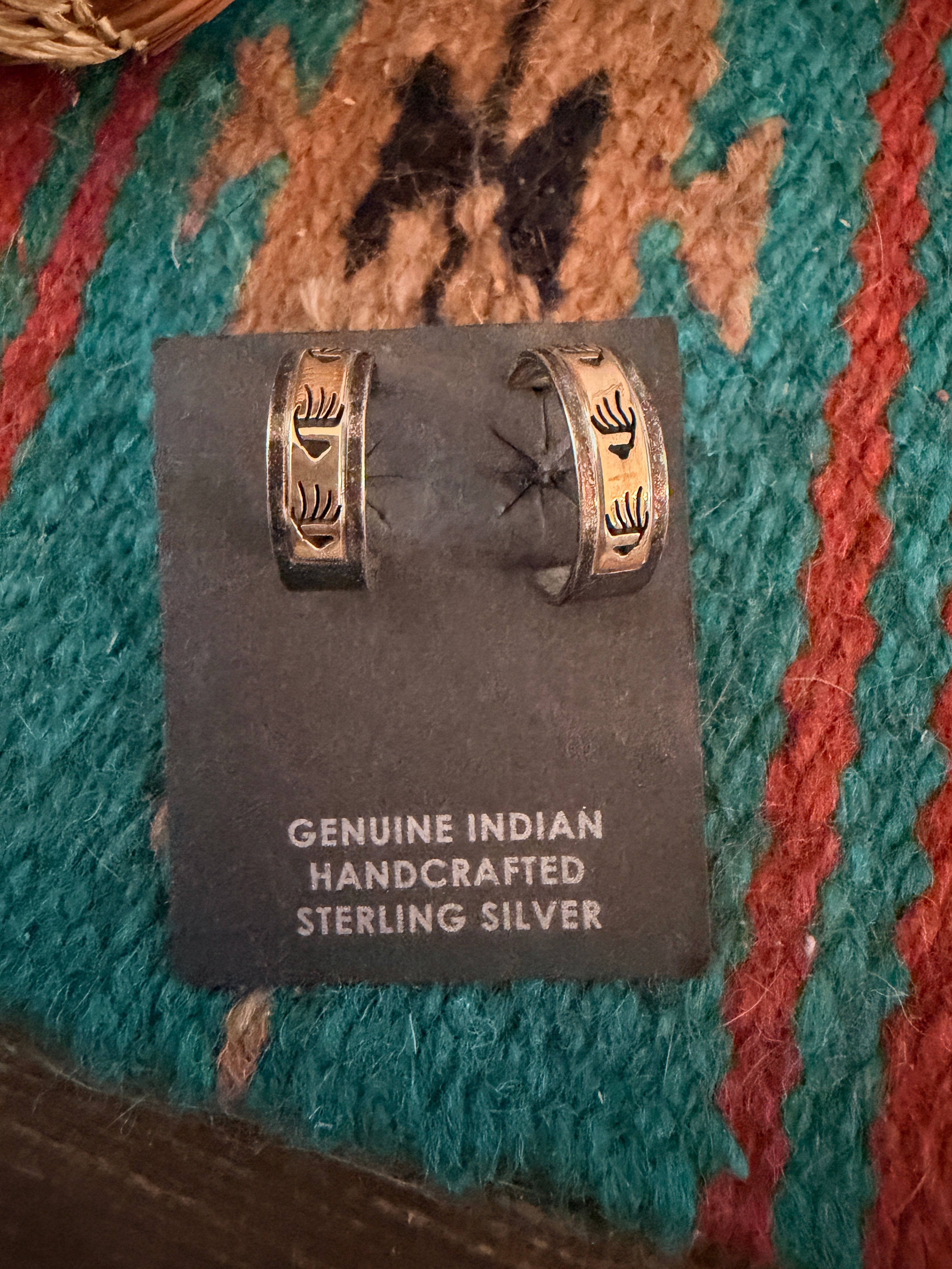 Handcrafted Old Pawn Sterling Silver with 14K Gold Overlay Hoop Earrings
