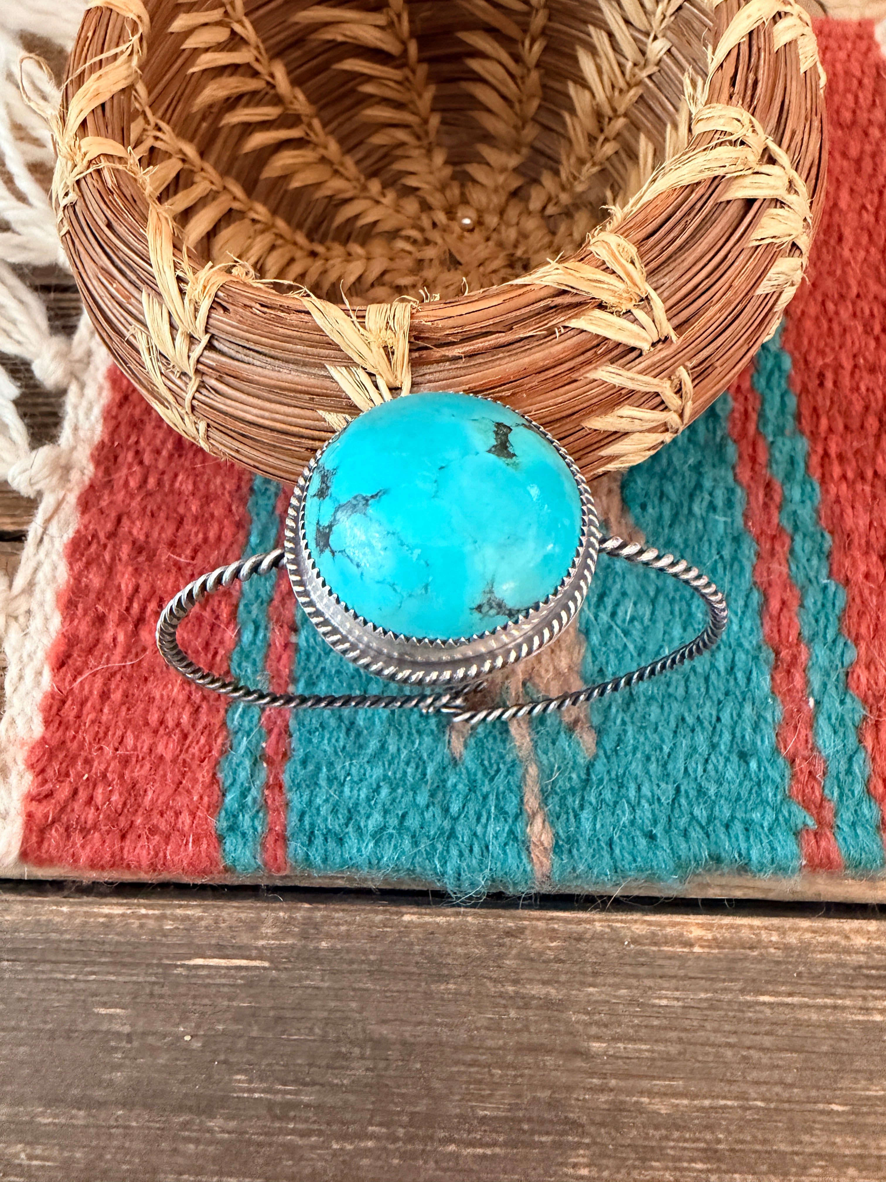 Handmade Turquoise & Sterling Silver Bangle Bracelet