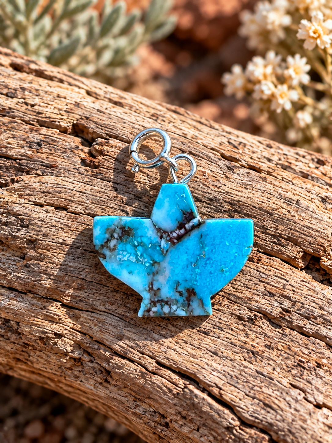 Handcrafted Turquoise Blue  Mojave Eagle Charm