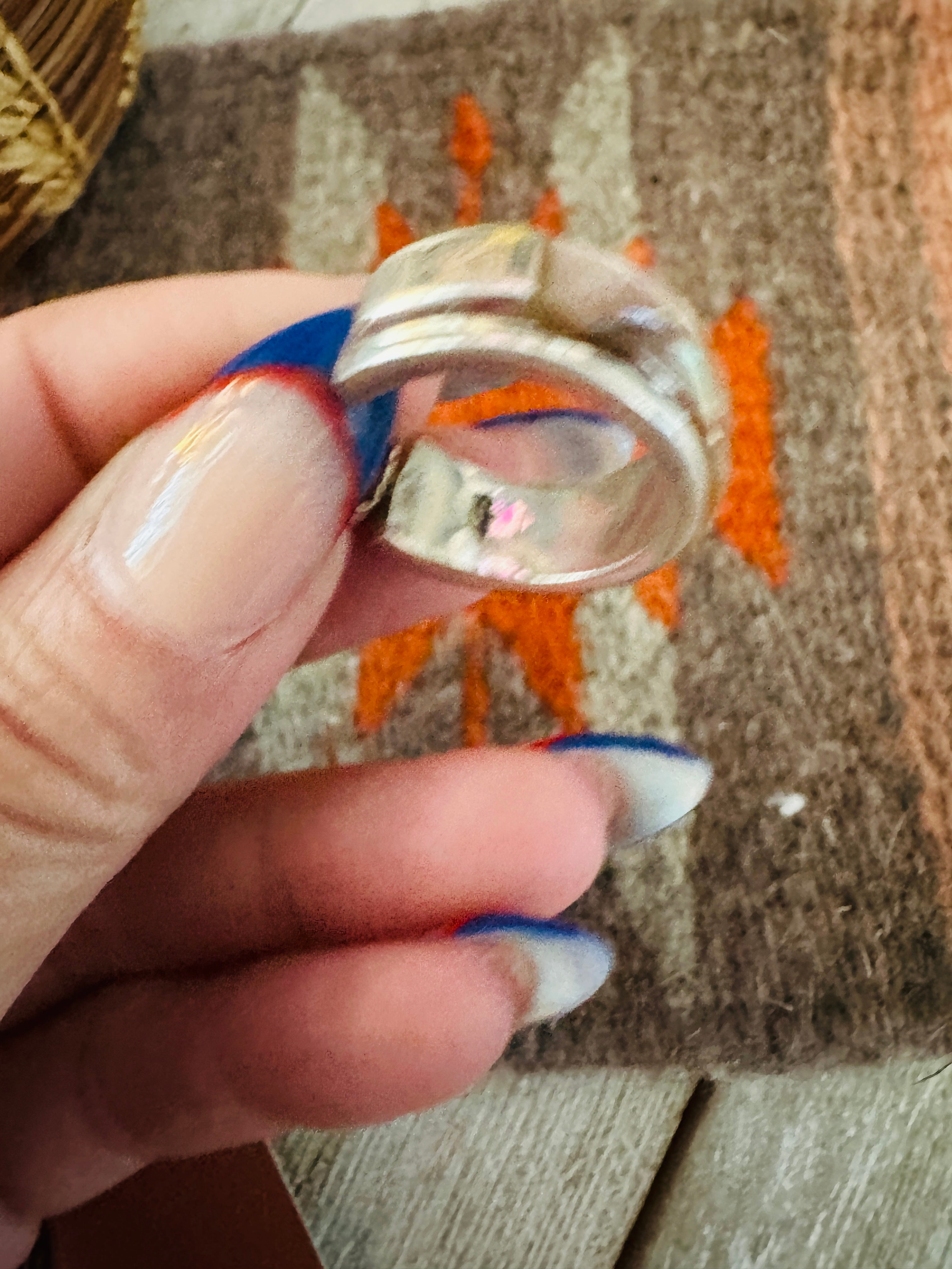 Handcrafted Mother of Pearl & Sterling Silver Hoop Earrings