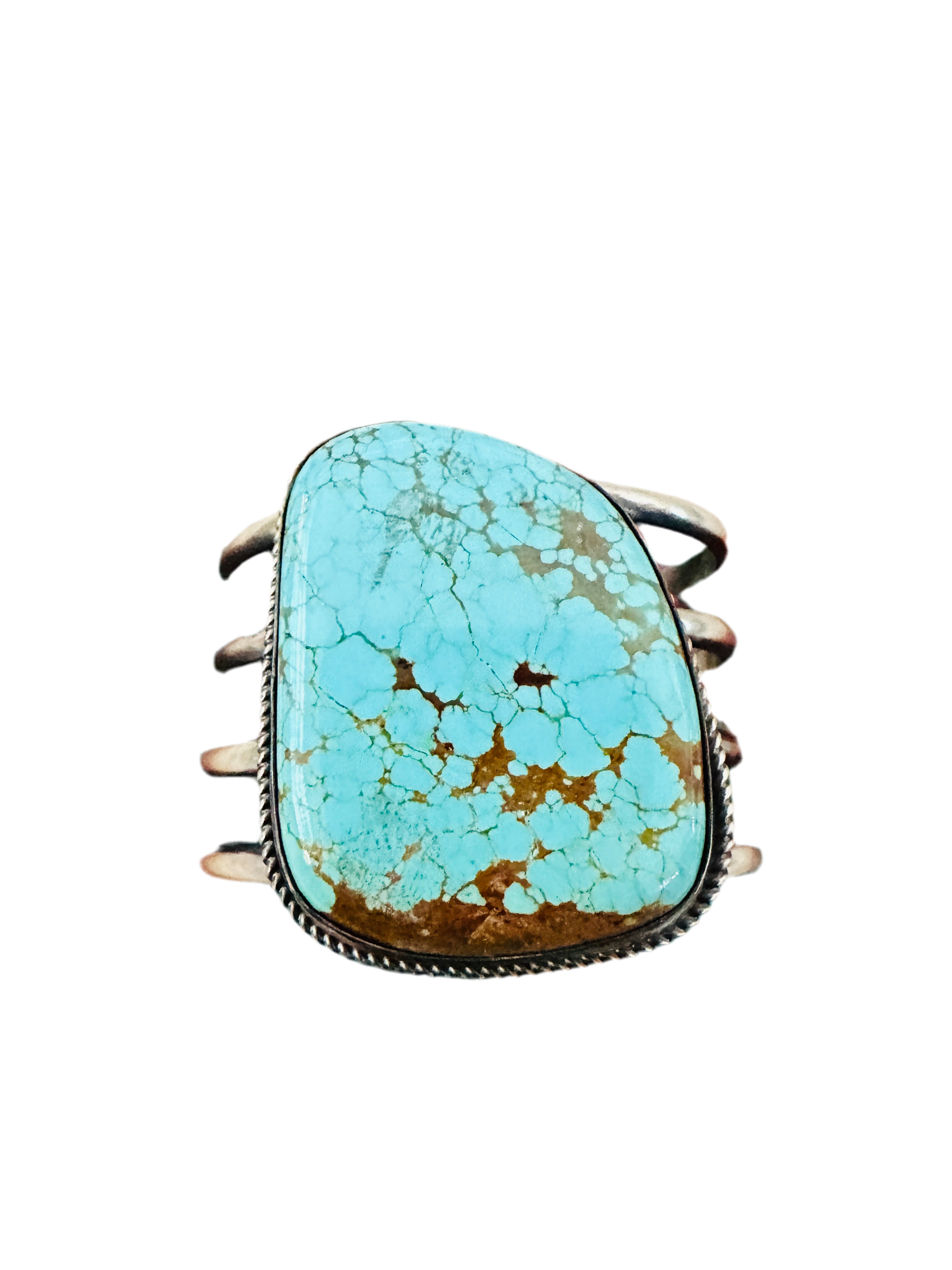 Handcrafted Sterling Silver & Number 8 Turquoise Cuff Bracelet by Chimney Butte