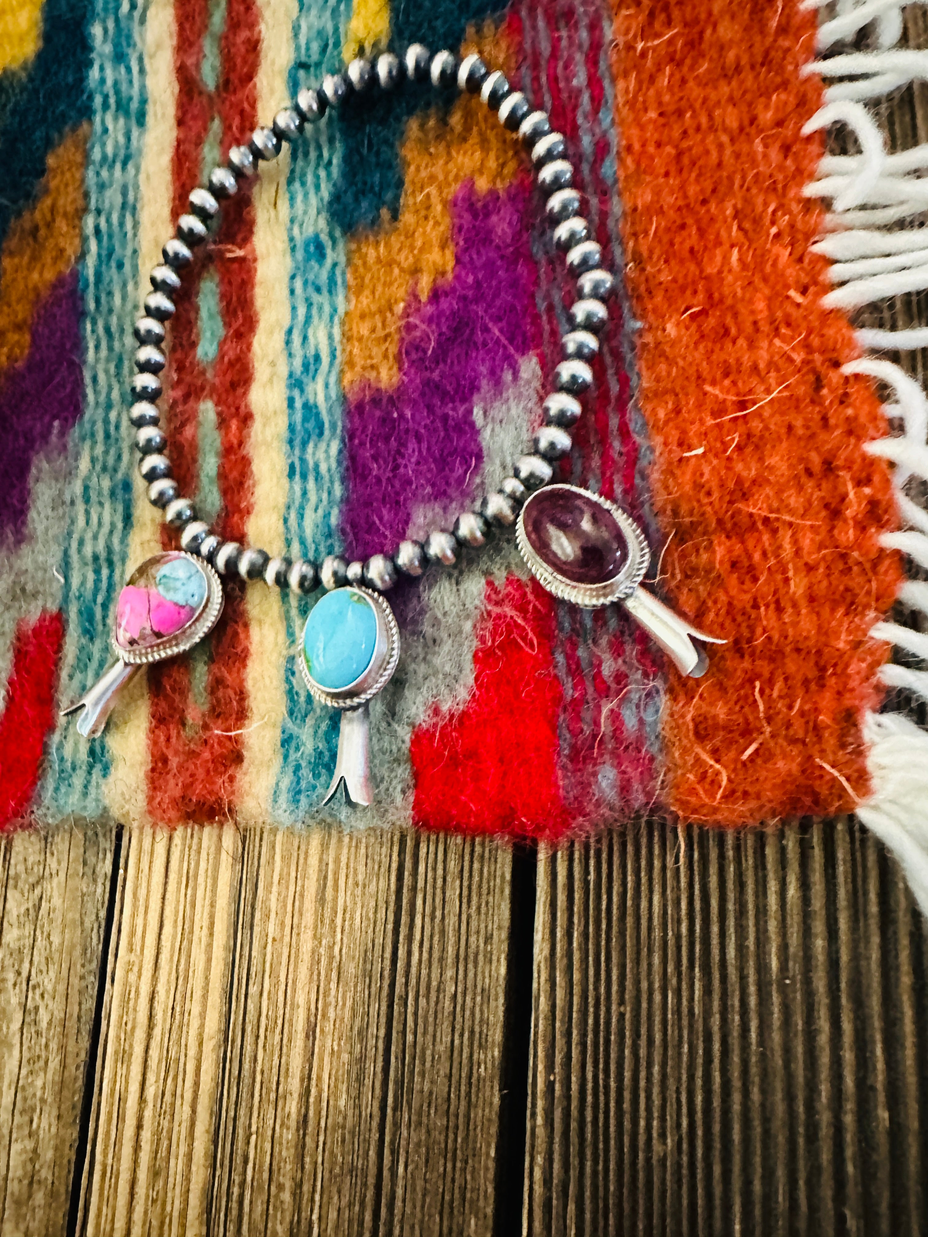 Handcrafted 3mm Sterling Silver Pearl & Multi Stone Blossom Stretch Bracelet