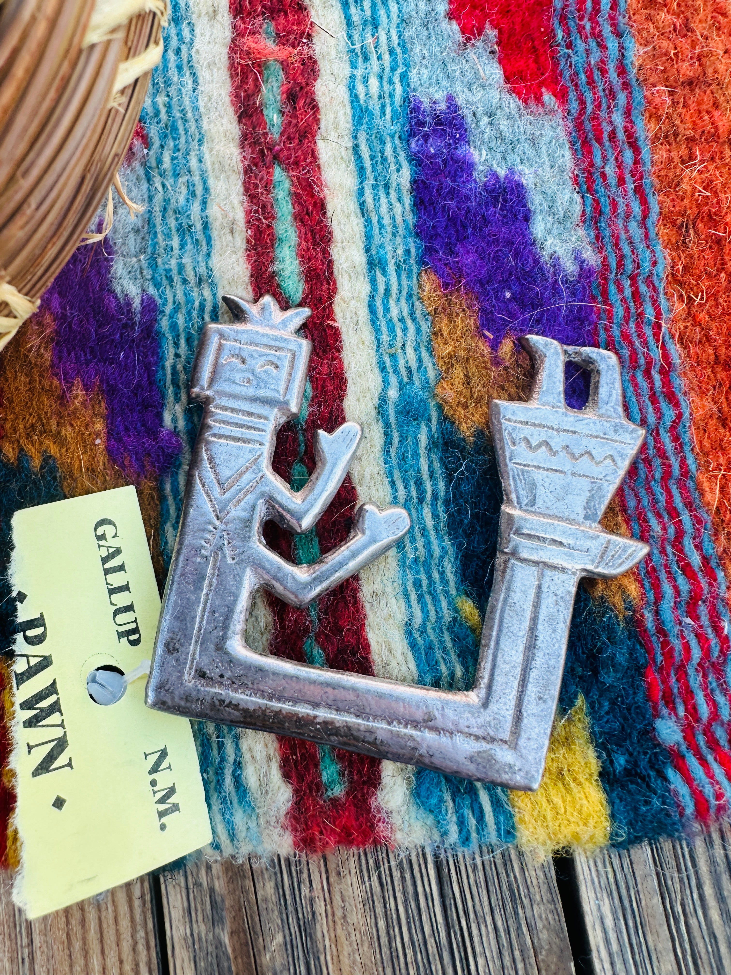 Old Pawn Handcrafted Sterling Silver Kokopelli Brooch