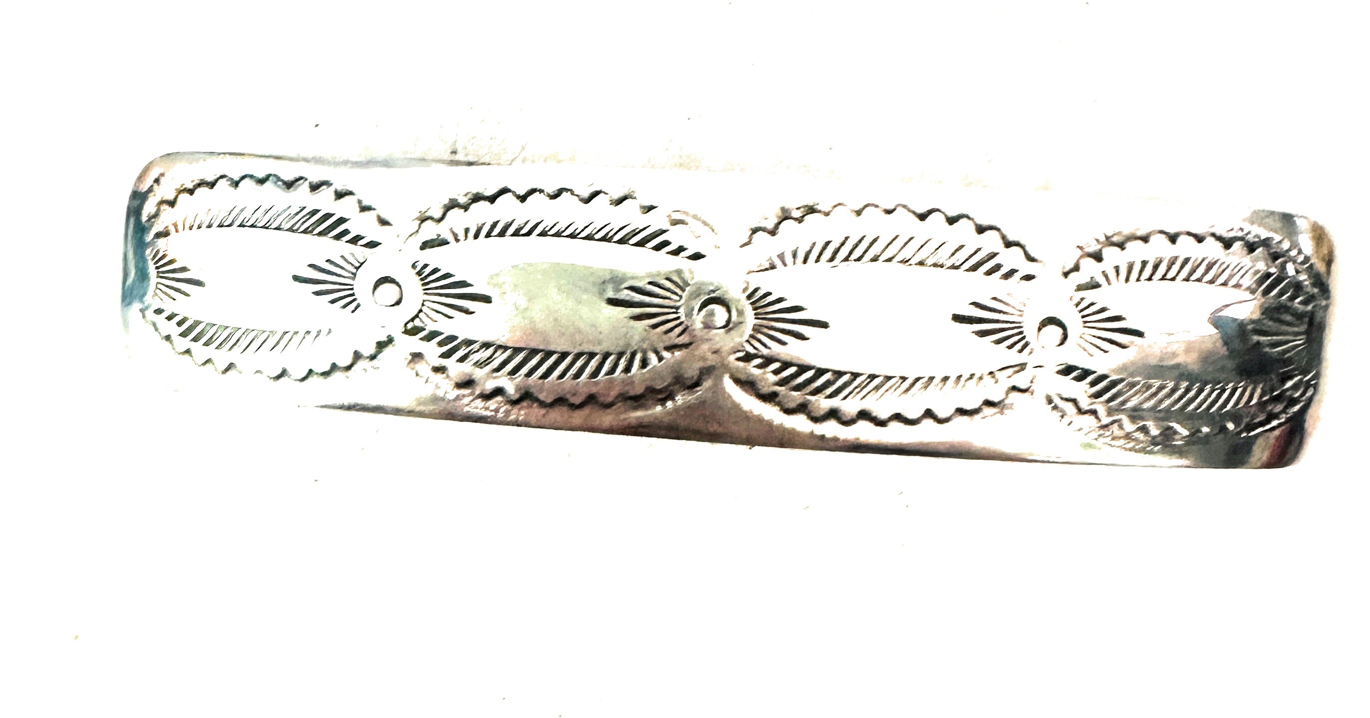 Navajo Hand Stamped Sterling Silver Hair Barrette