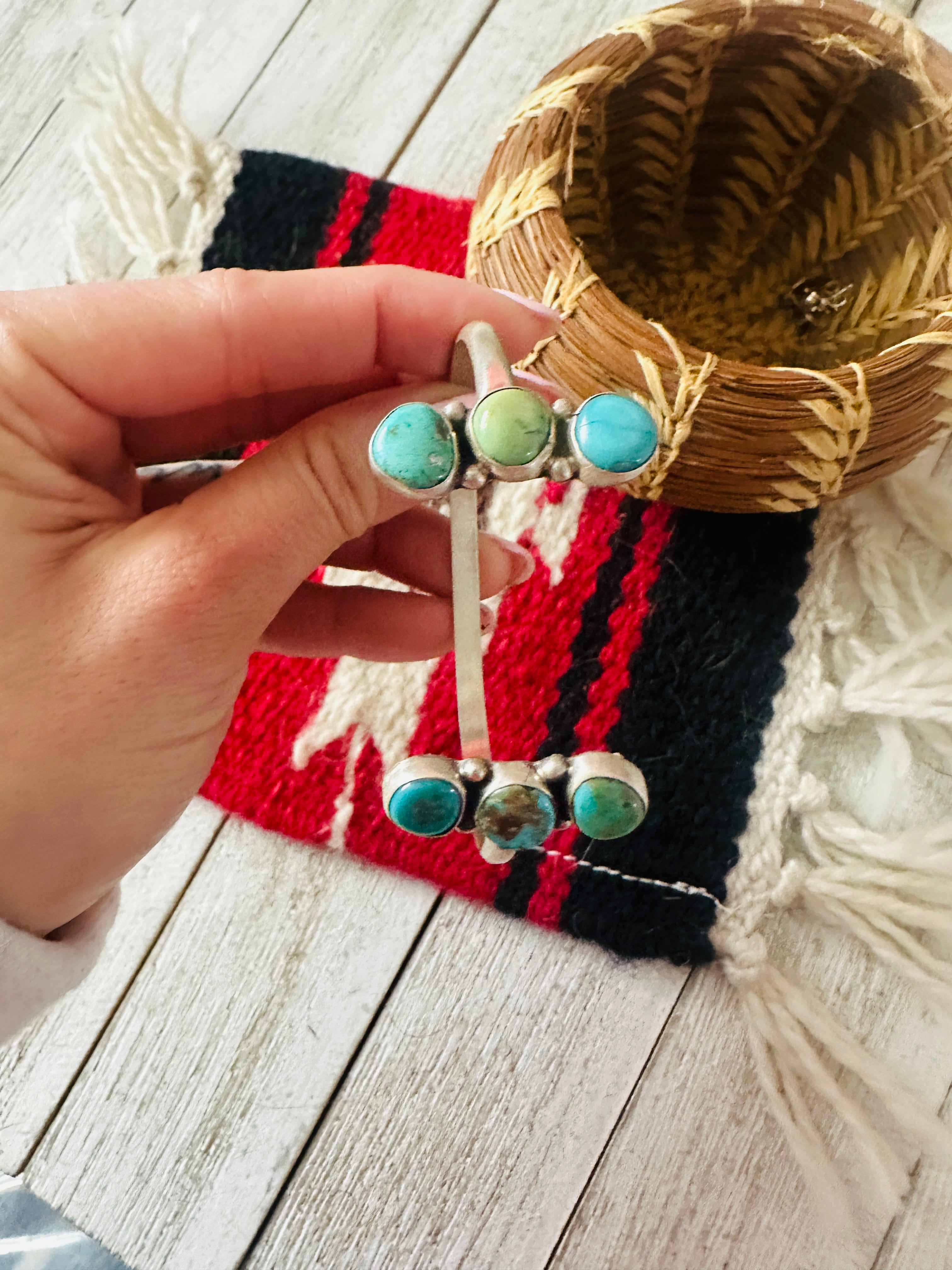 Handcrafted Turquoise & Sterling Silver Floating Cuff Bracelet