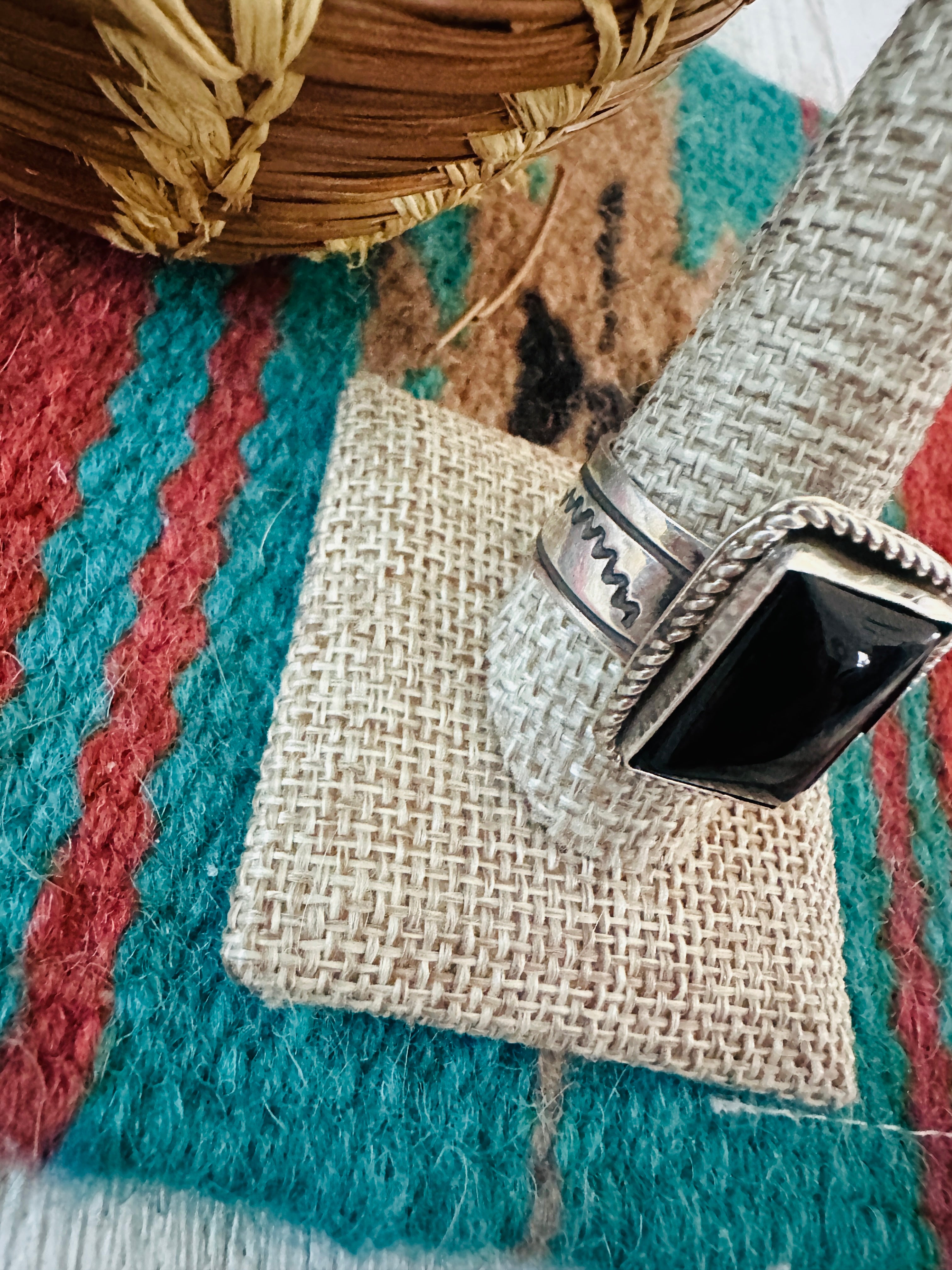 Handcrafted Old Pawn Sterling Silver & Onyx Ring