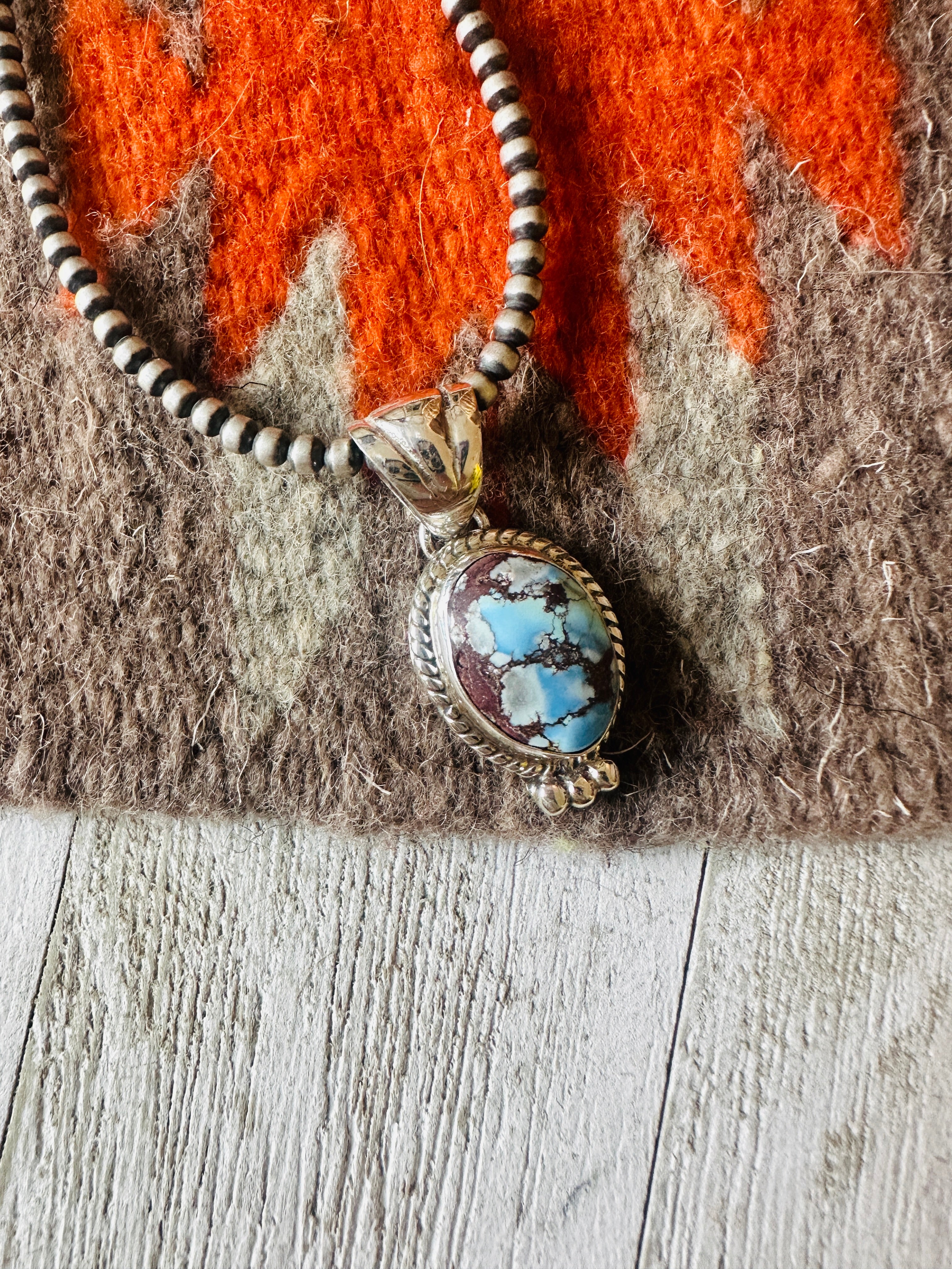 Navajo Golden Hills Turquoise and Sterling Silver Pendant