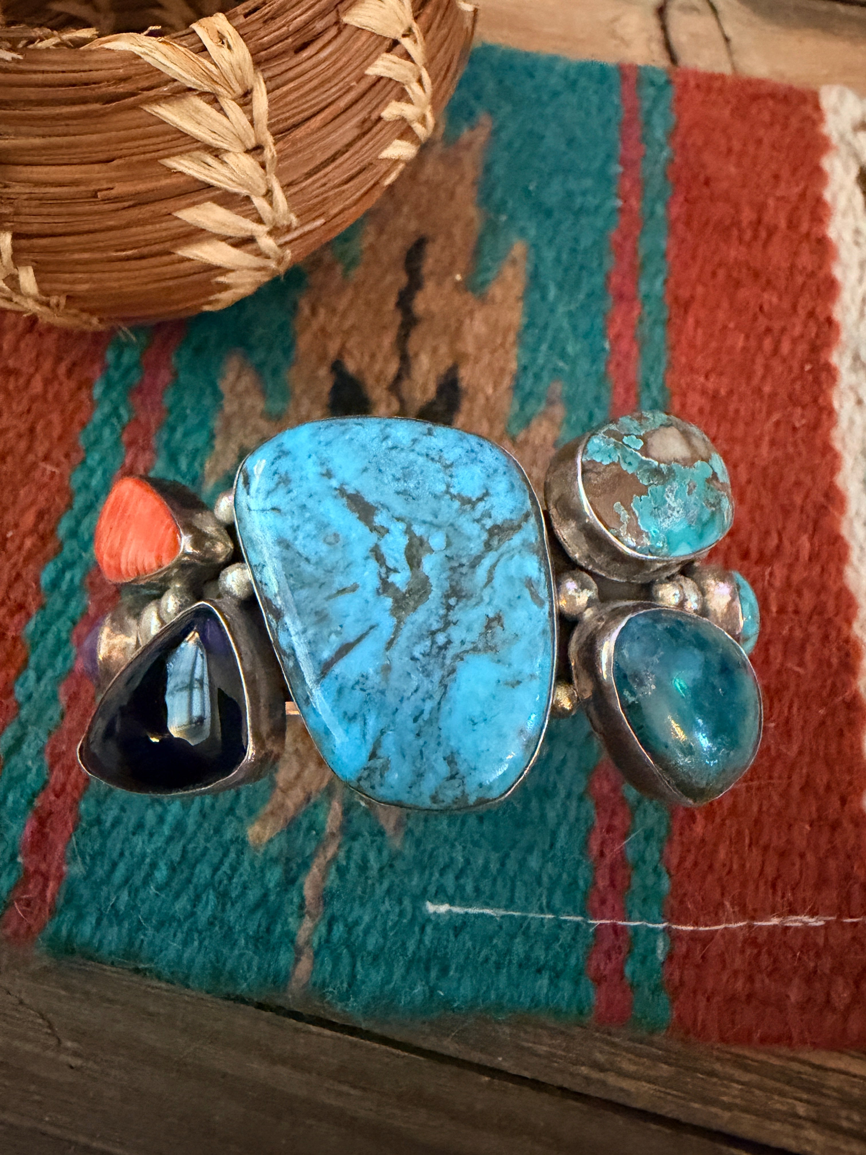 Handcrafted Multi Stone & Sterling Silver Cuff Bracelet by Chimney Butte