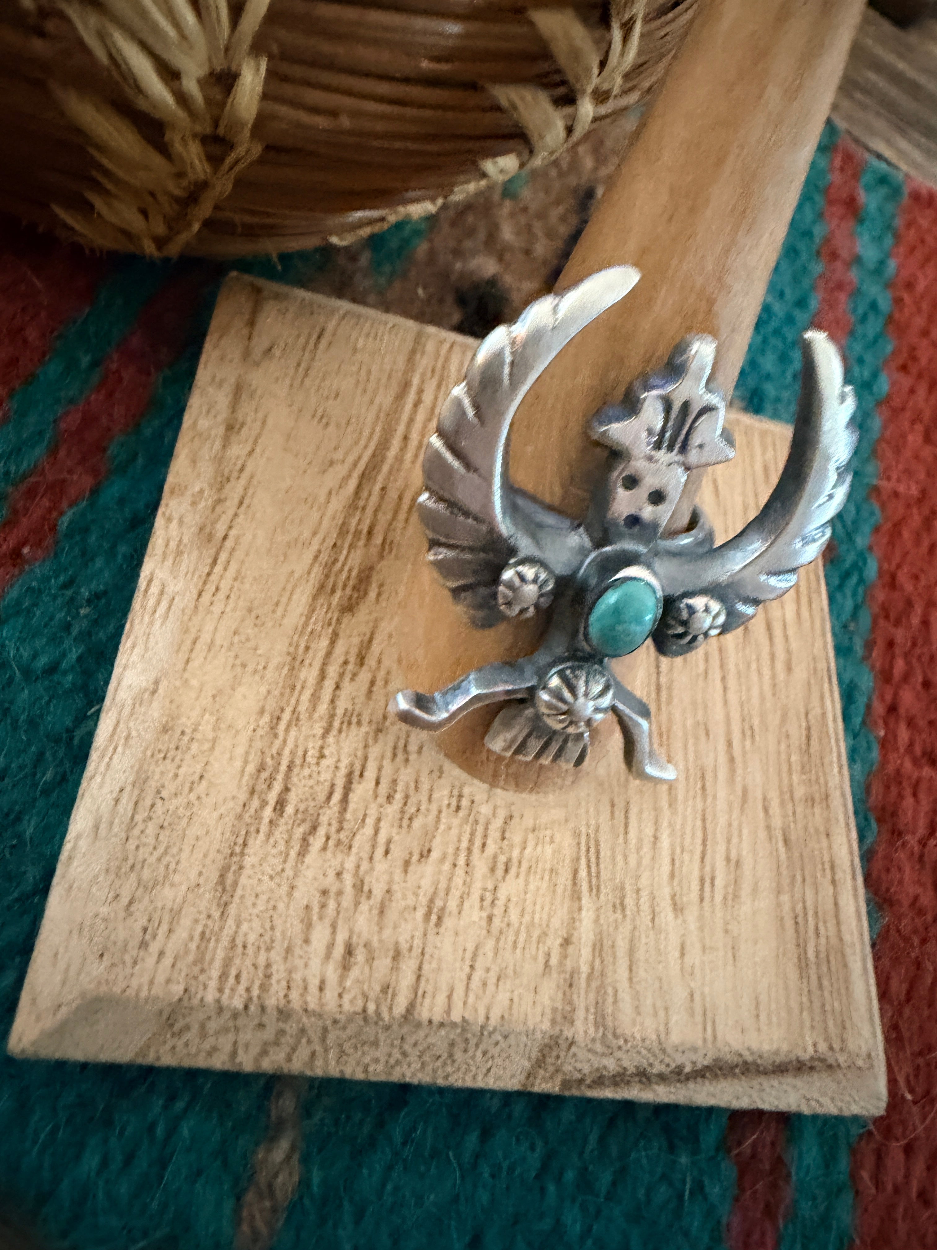 Handcrafted Turquoise and Sterling Silver Knifewing Ring size 8.5 by Chimney Butte