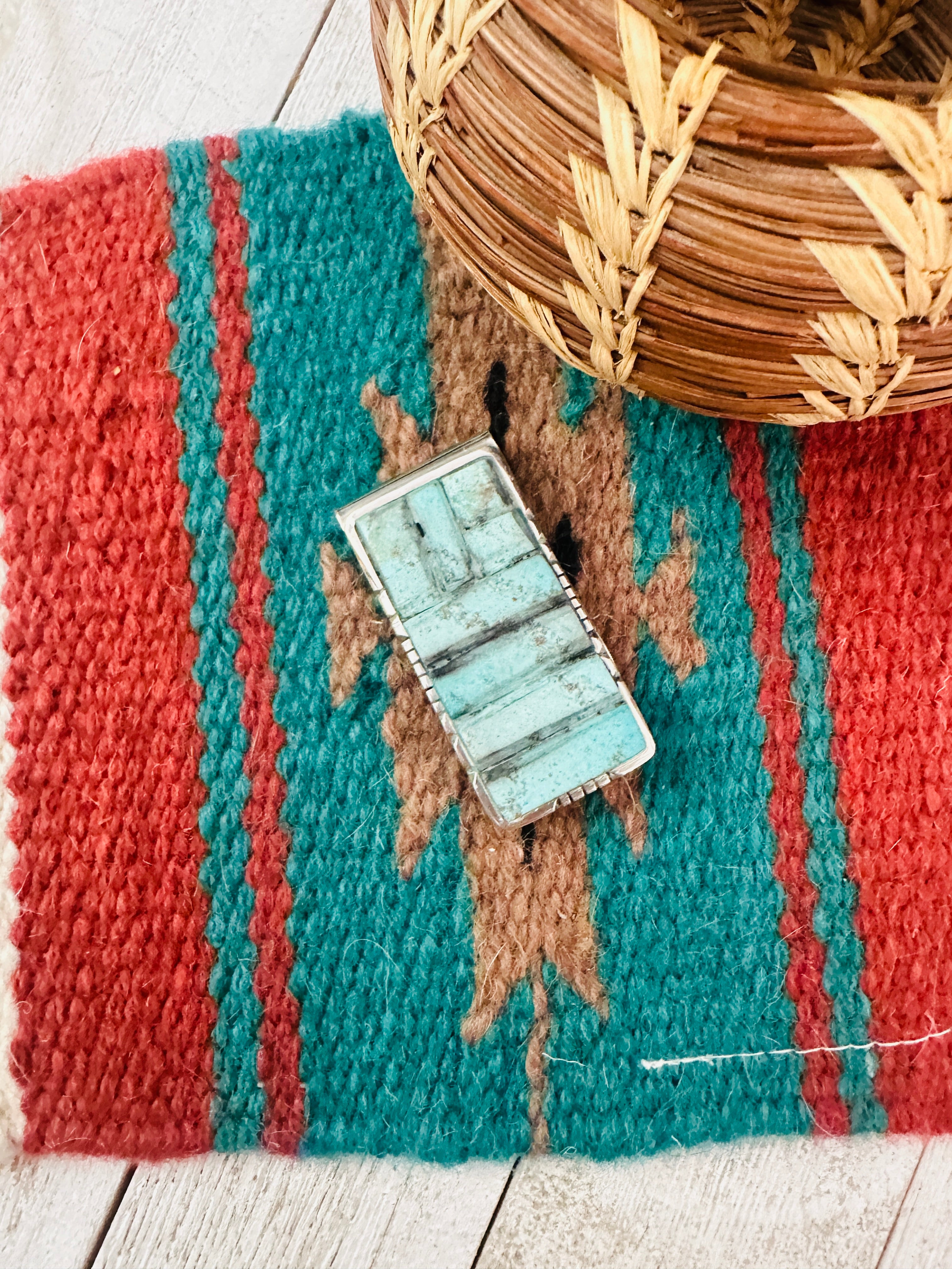 Navajo Turquoise & Sterling Silver Inlay Money Clip